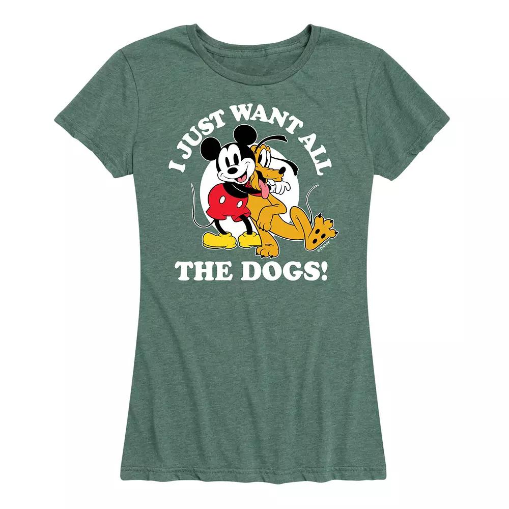Disney's Mickey Mouse & Pluto Women's Just Want All Dogs Graphic Tee,  Product Image