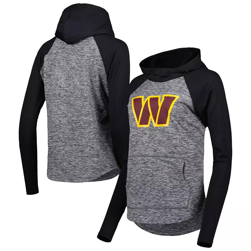 Women's G-III 4Her by Carl Banks Heathered Gray/Black Washington Commanders Championship Ring Raglan Pullover Hoodie,  Product Image