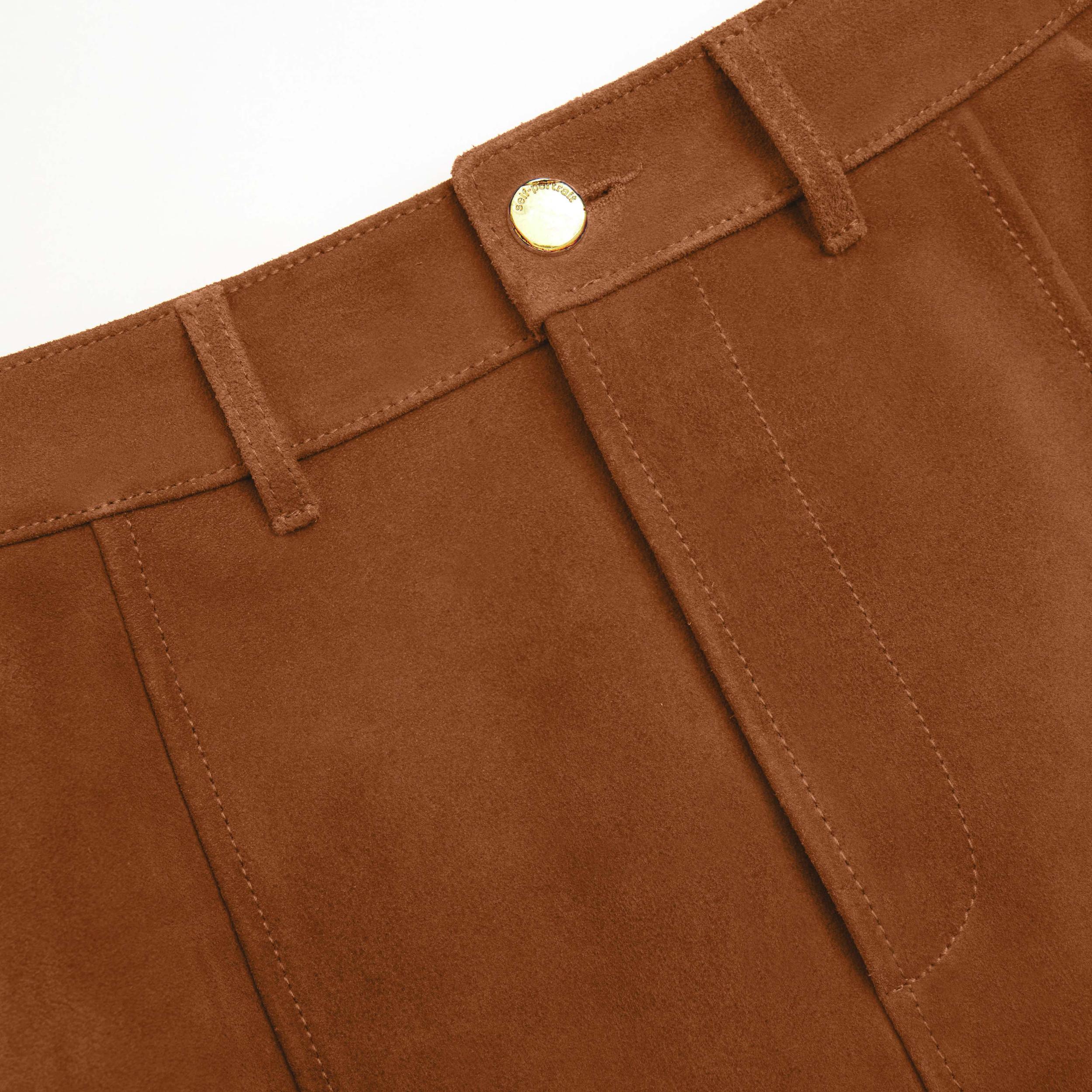 Brown Suede Midi Skirt Product Image
