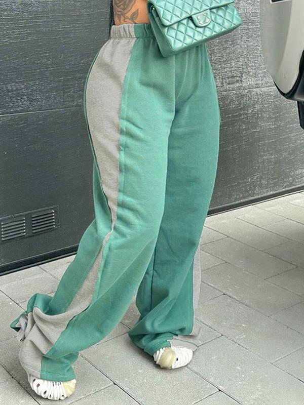 Contrast Color Splice Sweatpants Product Image