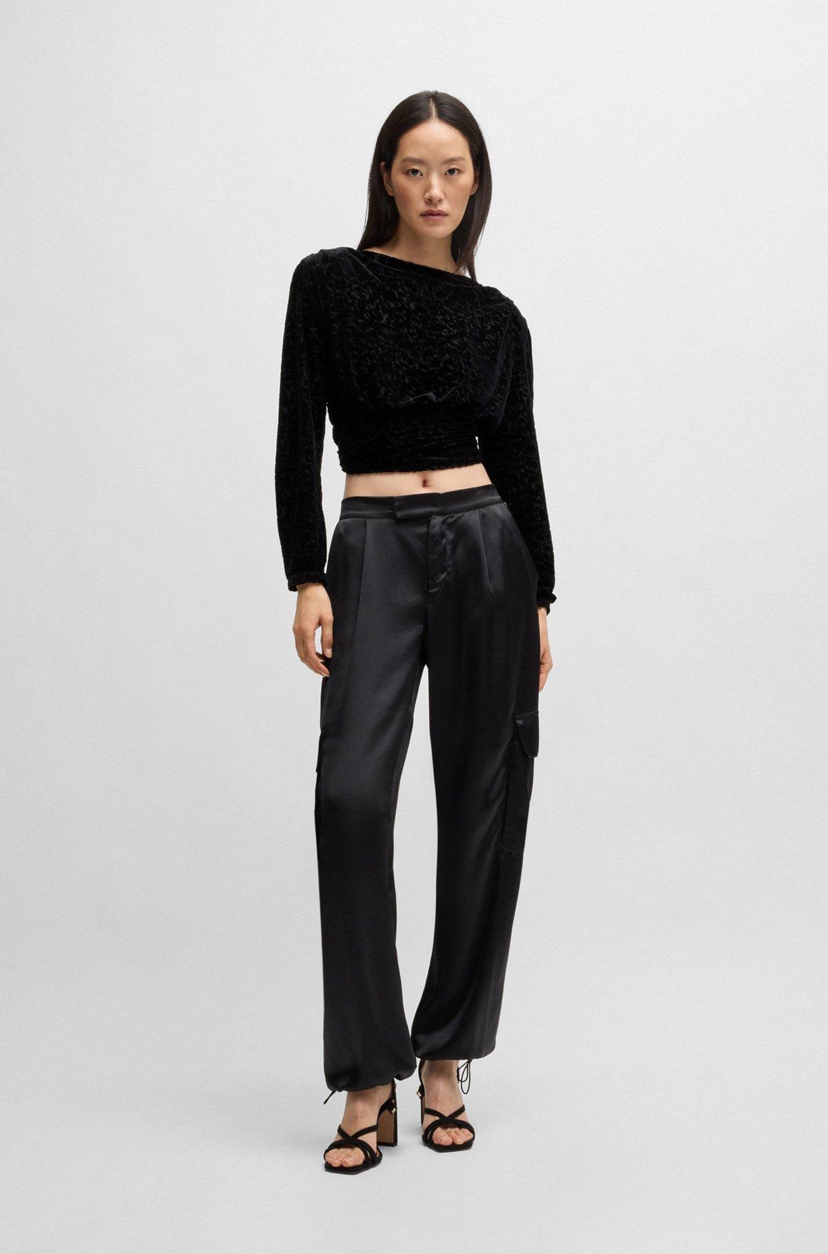 Wrap top in devoré burnout jersey Product Image