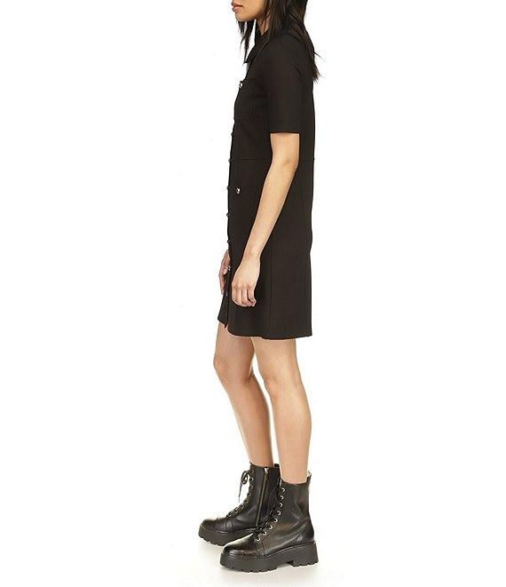 Michael Kors Ponte Short Sleeve Collared Utility Mini Dress Product Image