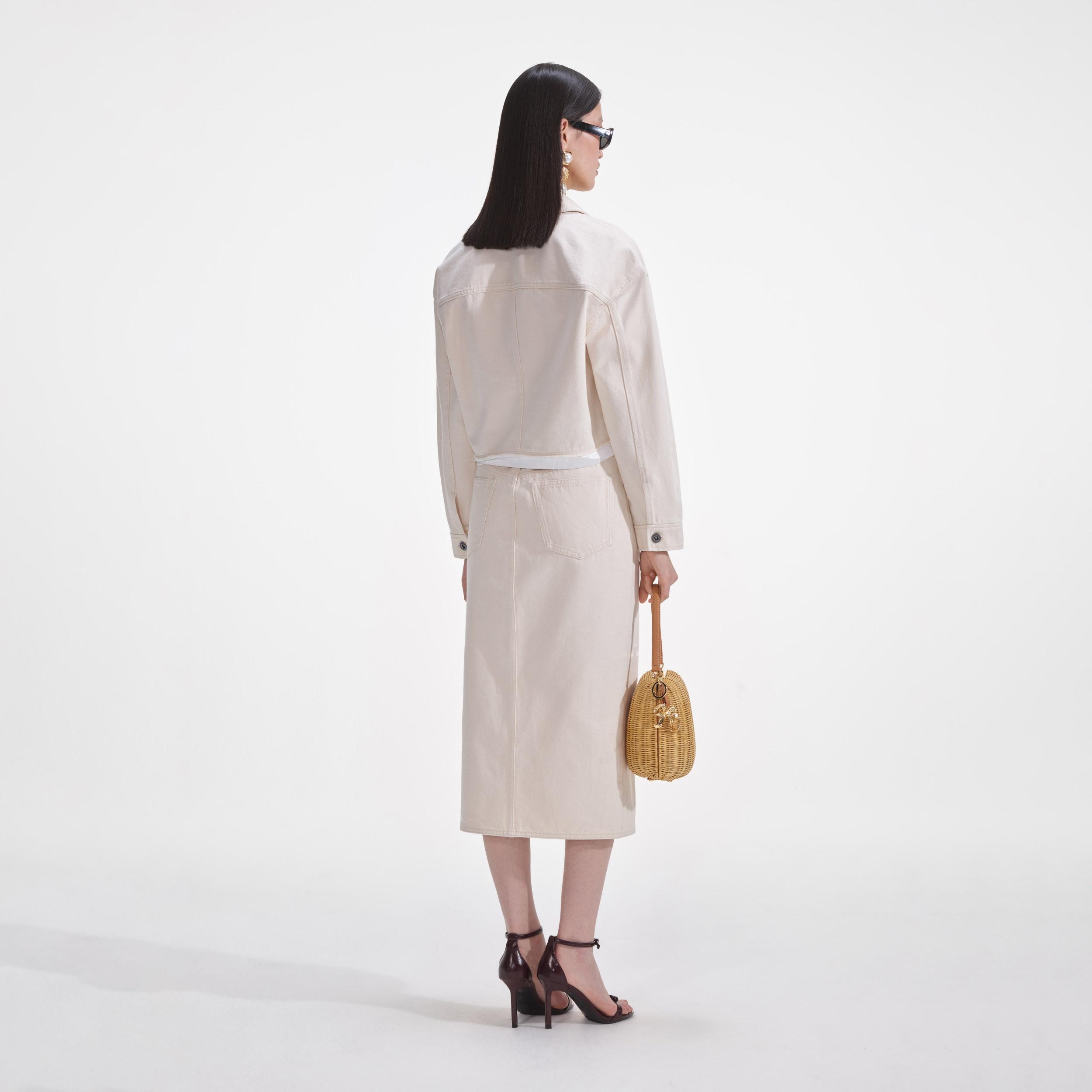 Cream Denim Jacket Product Image