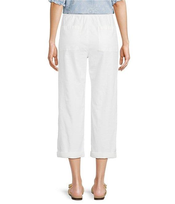 Nurture Stretch Linen Blend Cuffed Straight Leg Crop Pants Product Image
