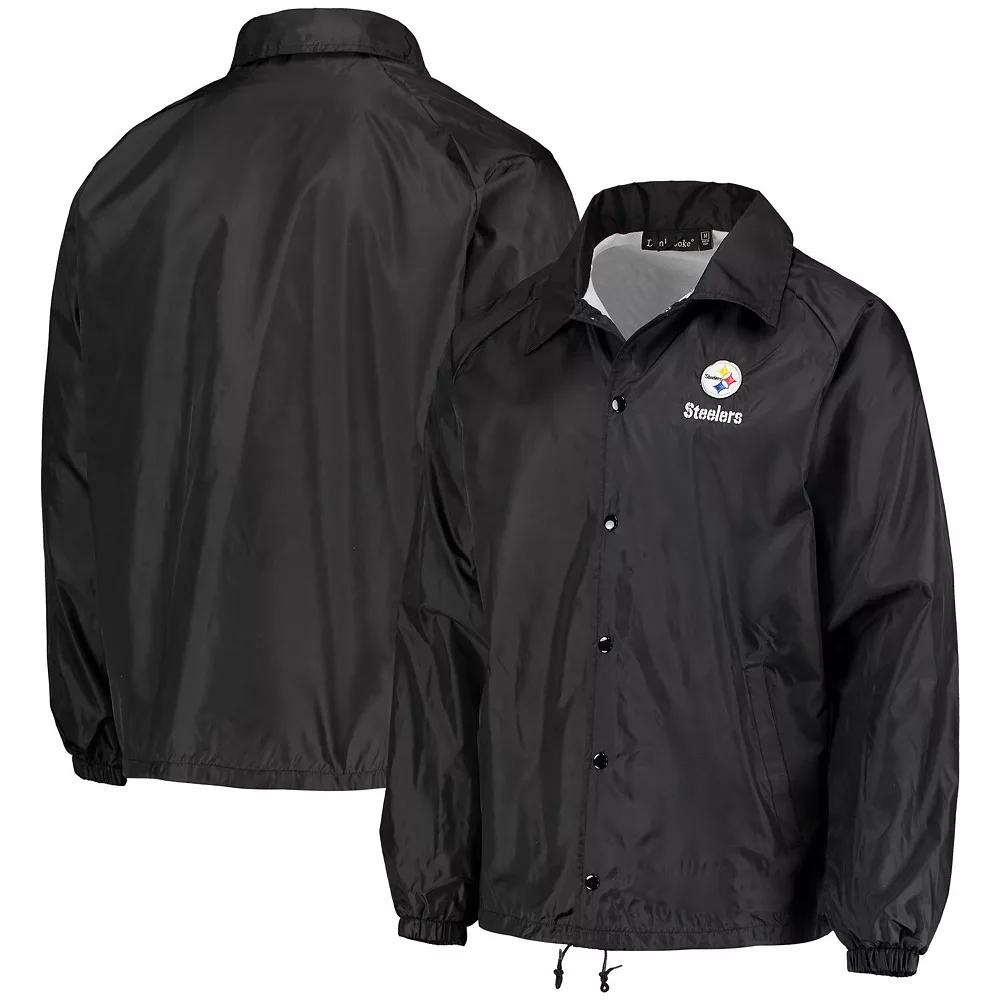 Men's Black Pittsburgh Steelers Coaches Classic Raglan Full-Snap Windbreaker Jacket,  Product Image
