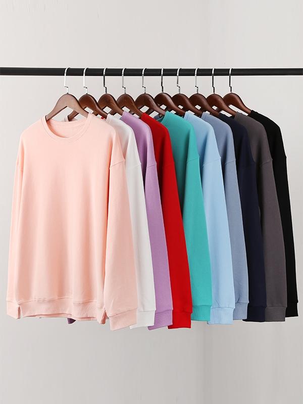 Men’s Linen Cotton Crew Neck Drop Shoulder Sweatshirt Product Image