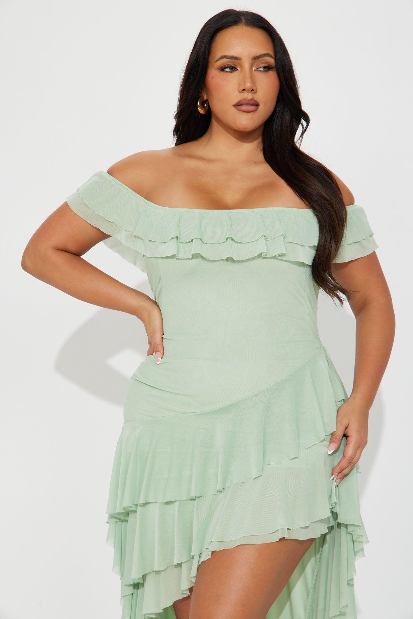 Mila Ruffle Maxi Dress - Sage Product Image