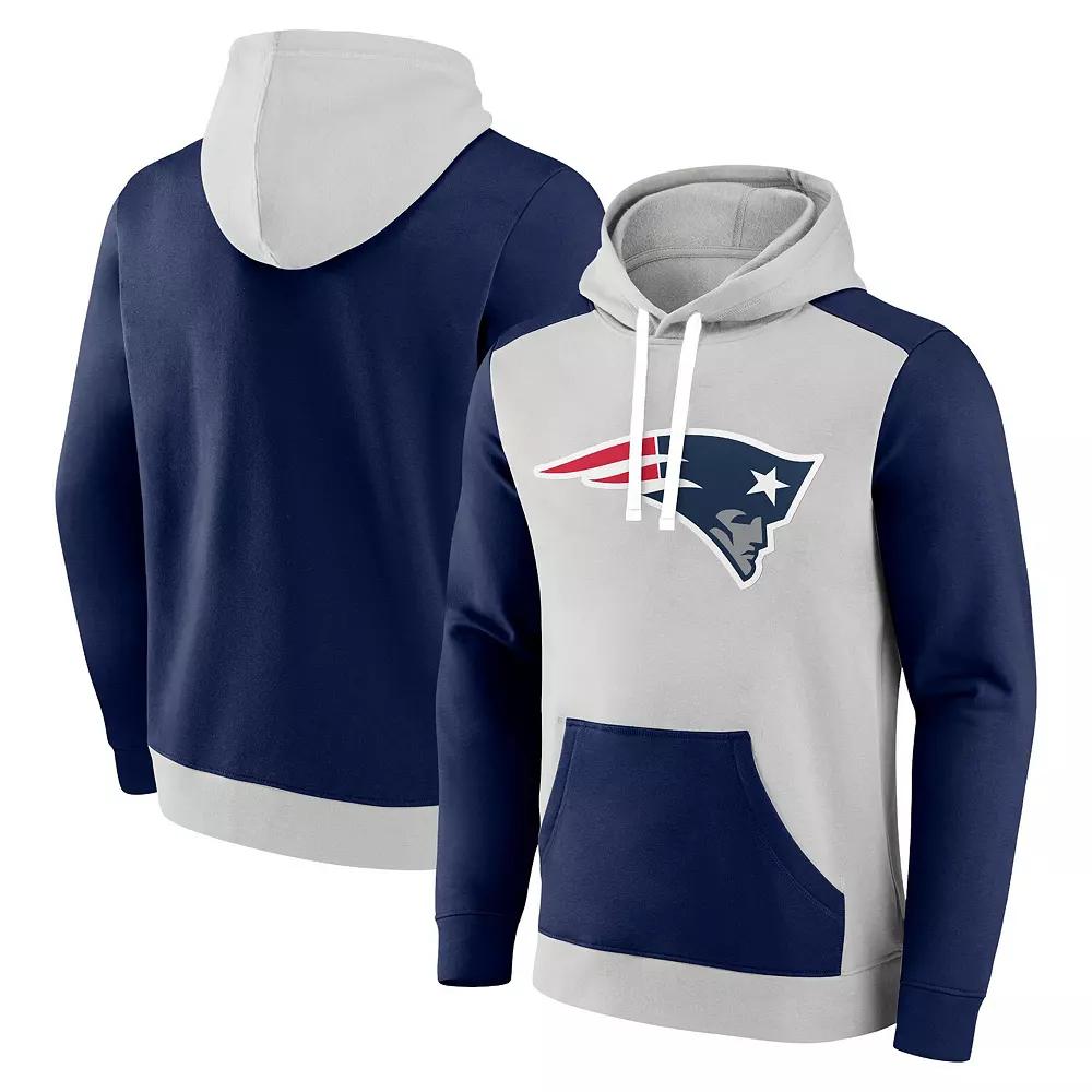Men's Fanatics Branded Silver/Navy New England Patriots Big & Tall Team Fleece Pullover Hoodie,  Product Image