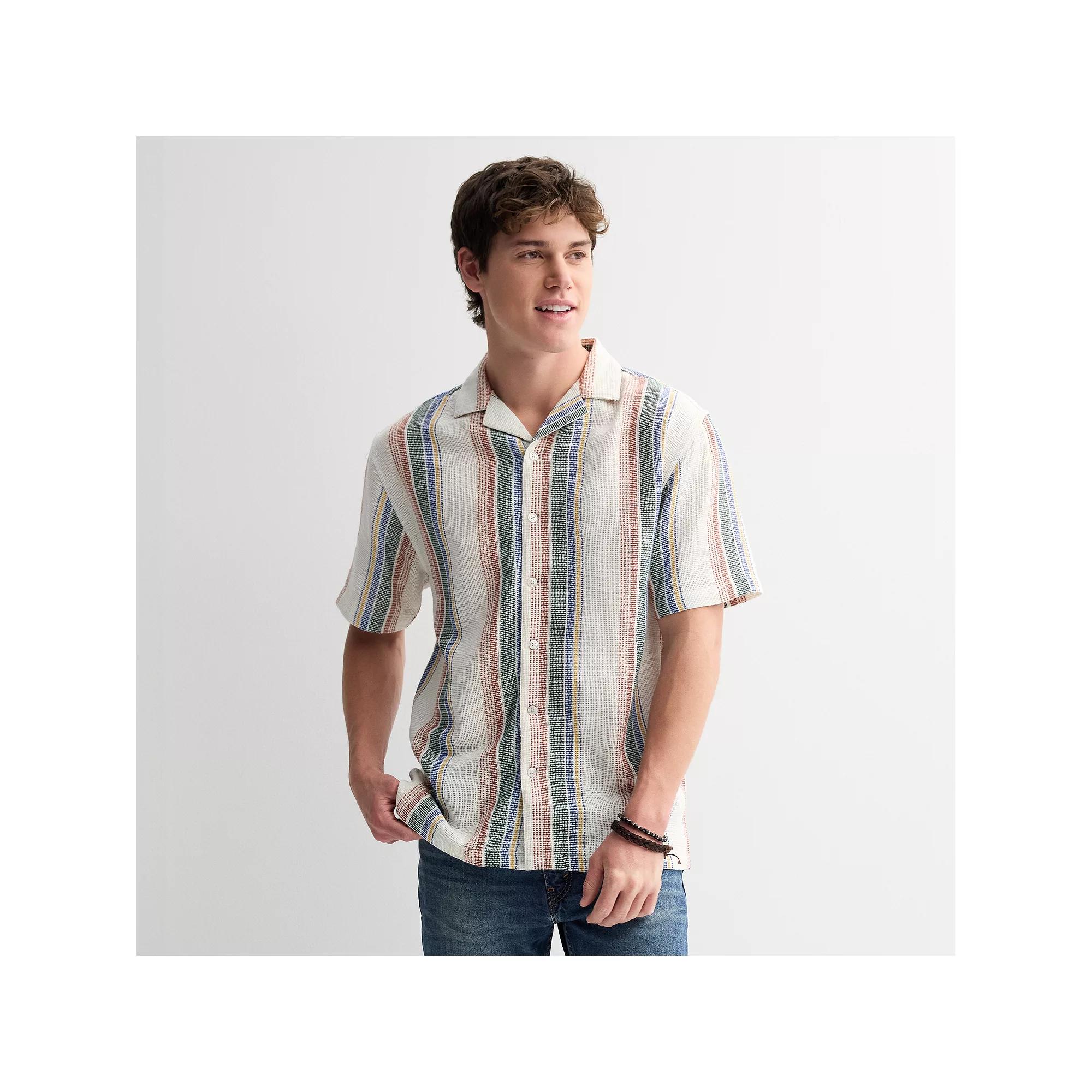 Men's Retrofit Textured Camp Shirt, Size: XL, Multi Product Image