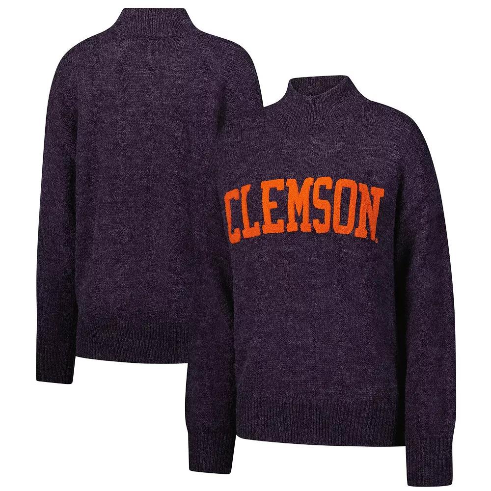 Women's  Purple Clemson Tigers Oversized Varsity Sweater, Size: XL Product Image