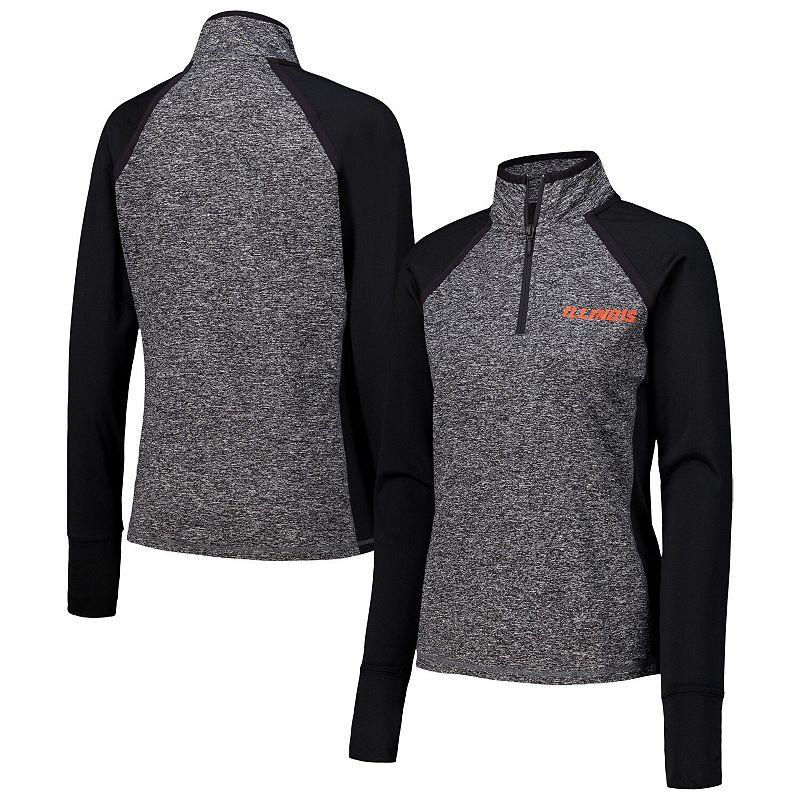Women's Black Illinois Fighting Illini Finalist Raglan Quarter-Zip Jacket, Size: XXL Product Image