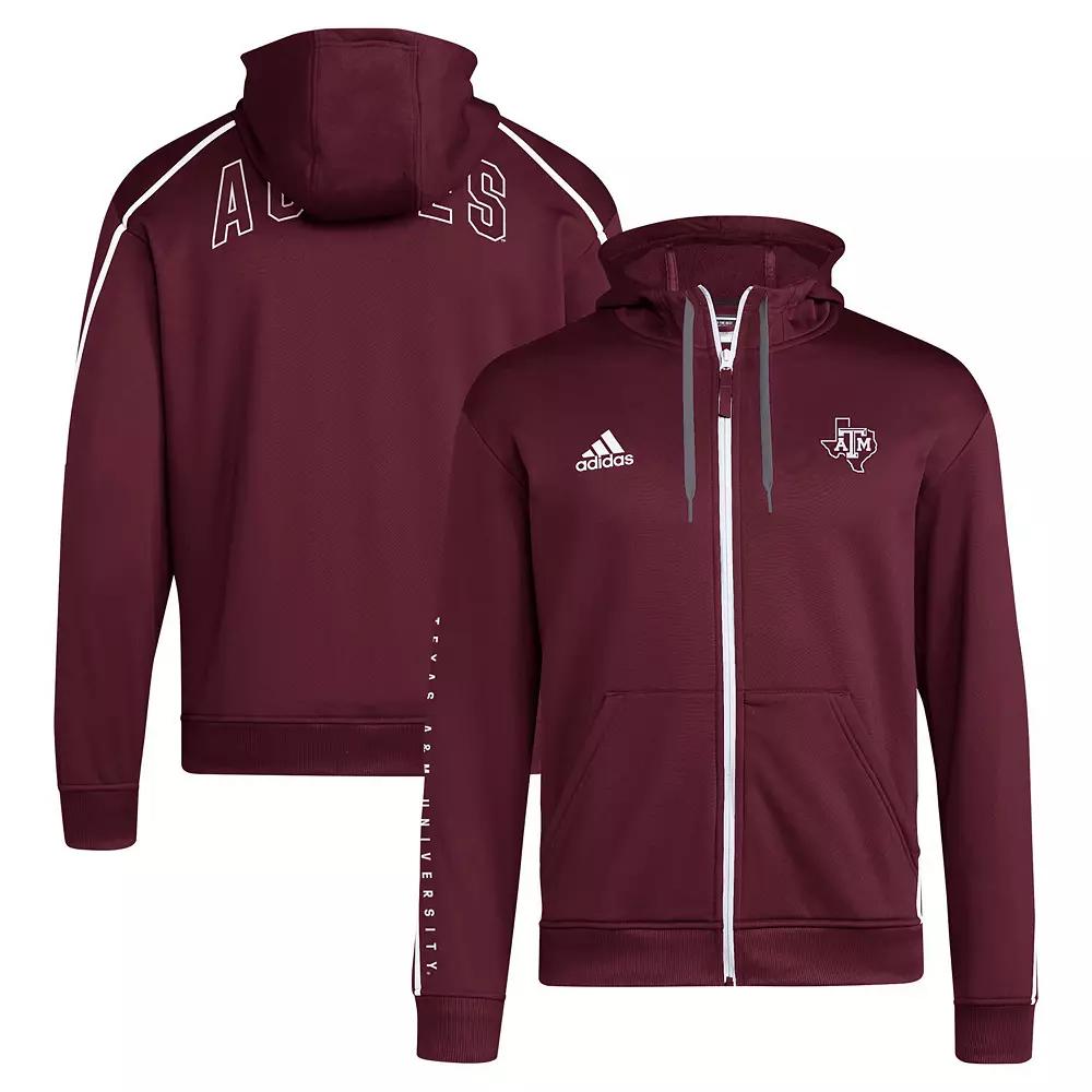 Men's adidas Maroon Texas A&M Aggies 2024 Sideline Travel Hoodie Full-Zip Sweatshirt, Size: XL, Red Product Image