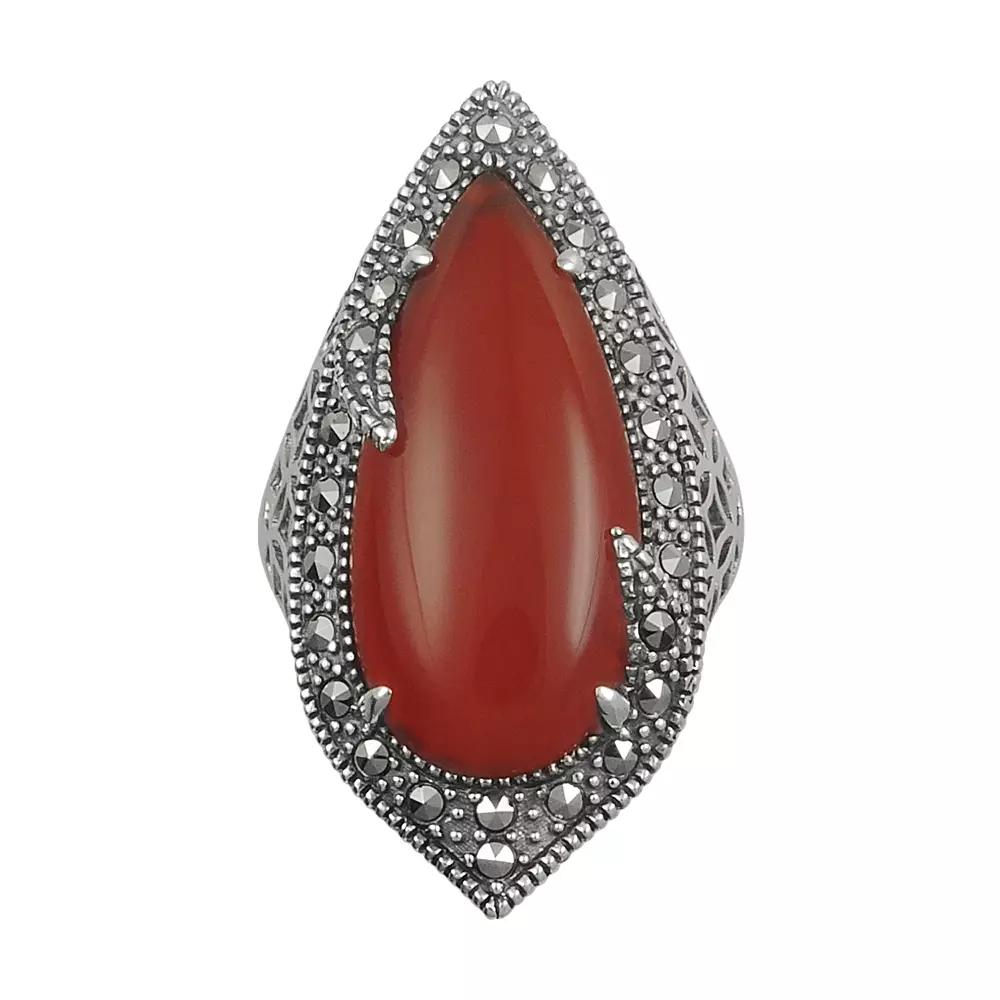 Lavish by TJM Sterling Silver Red Agate Filigree Ring, Women's,  Product Image