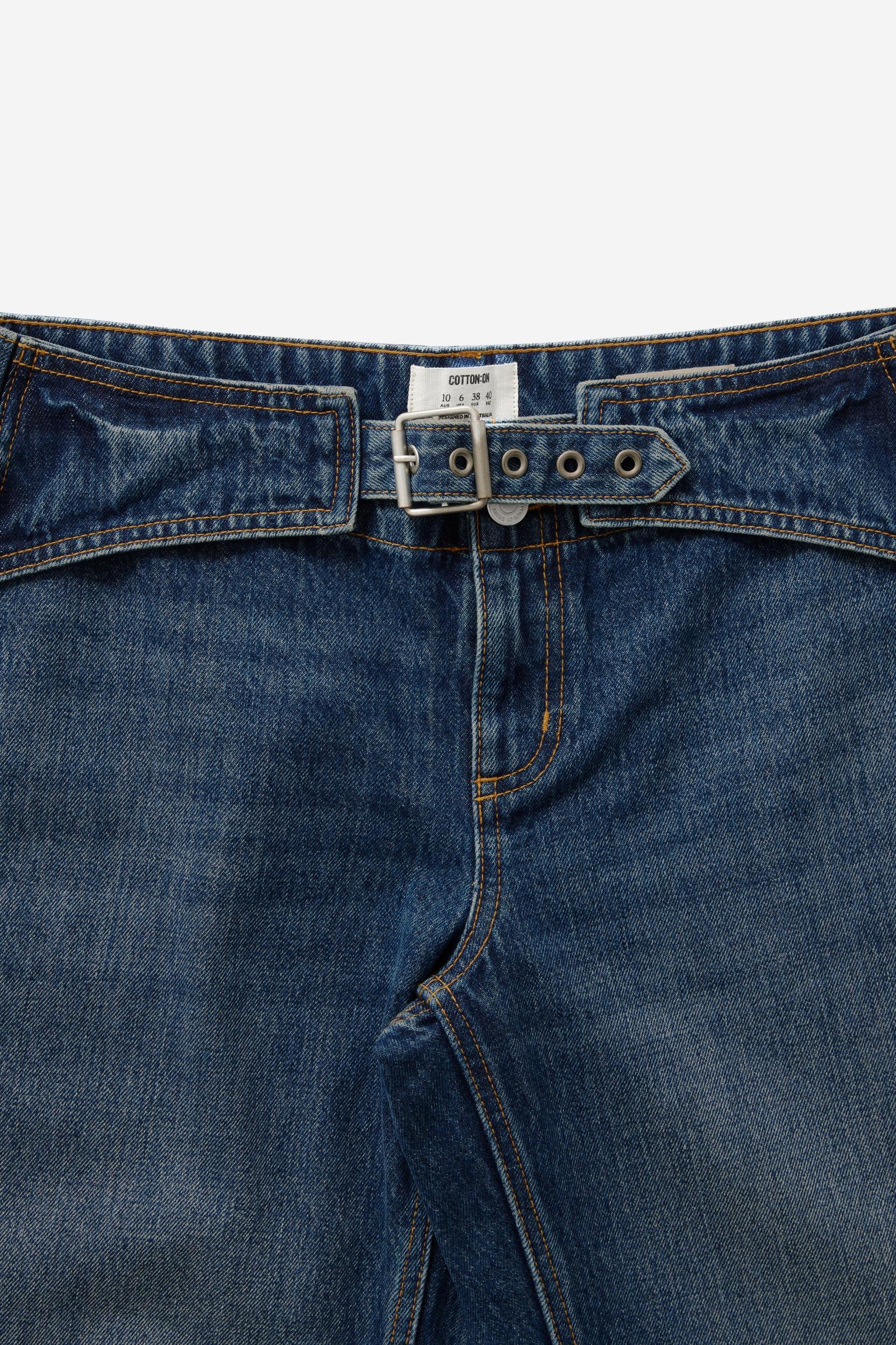 Belted Low Rise Straight Jean Product Image