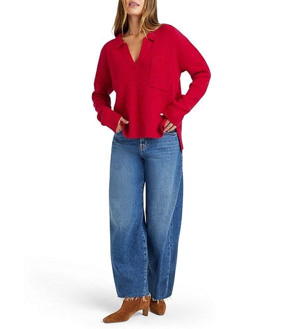 Splendid Kristen Knit Collared V-Neck Long Sleeve Polo Sweater Product Image