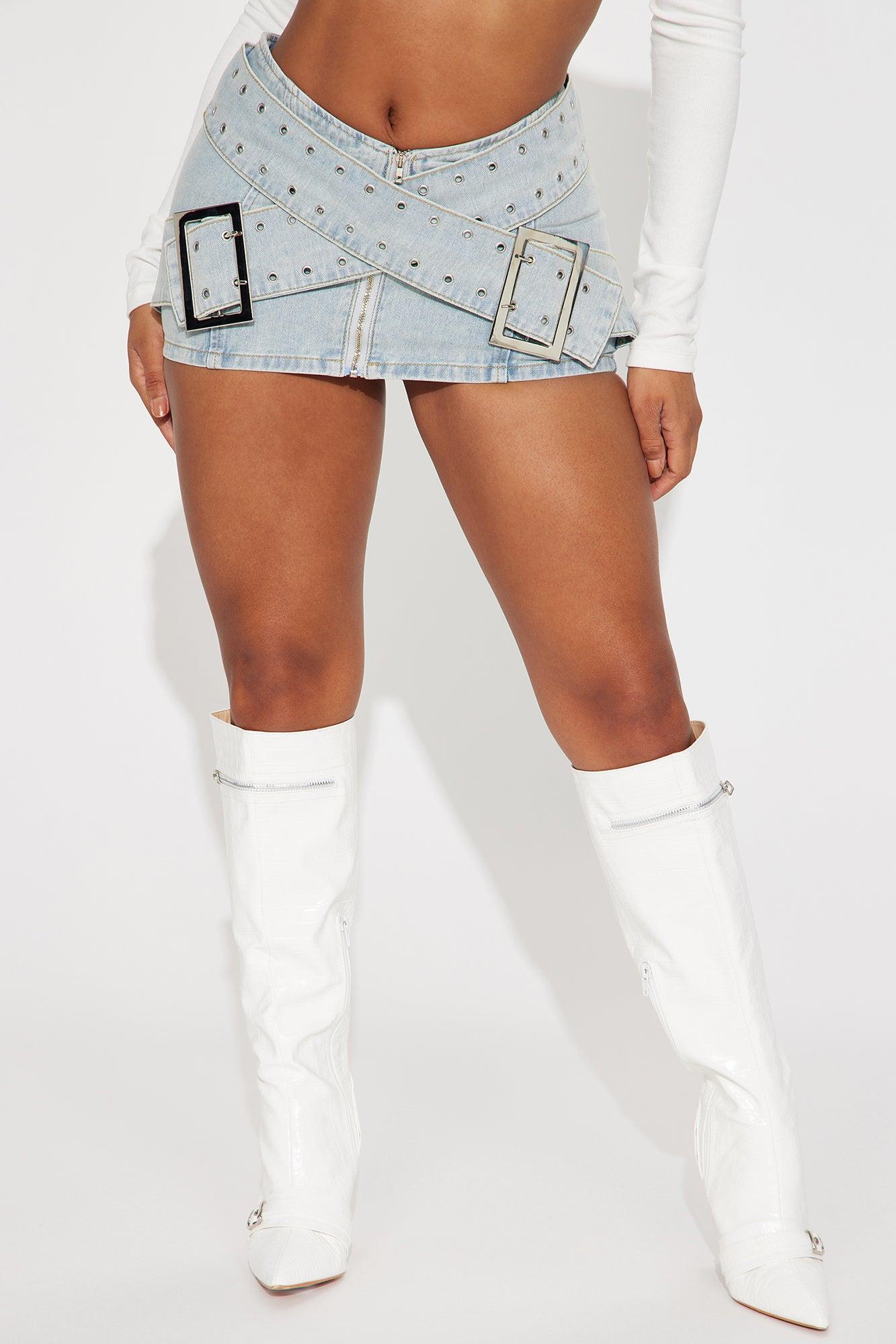 Next Rated Denim Micro Mini Skirt - Light Wash Product Image