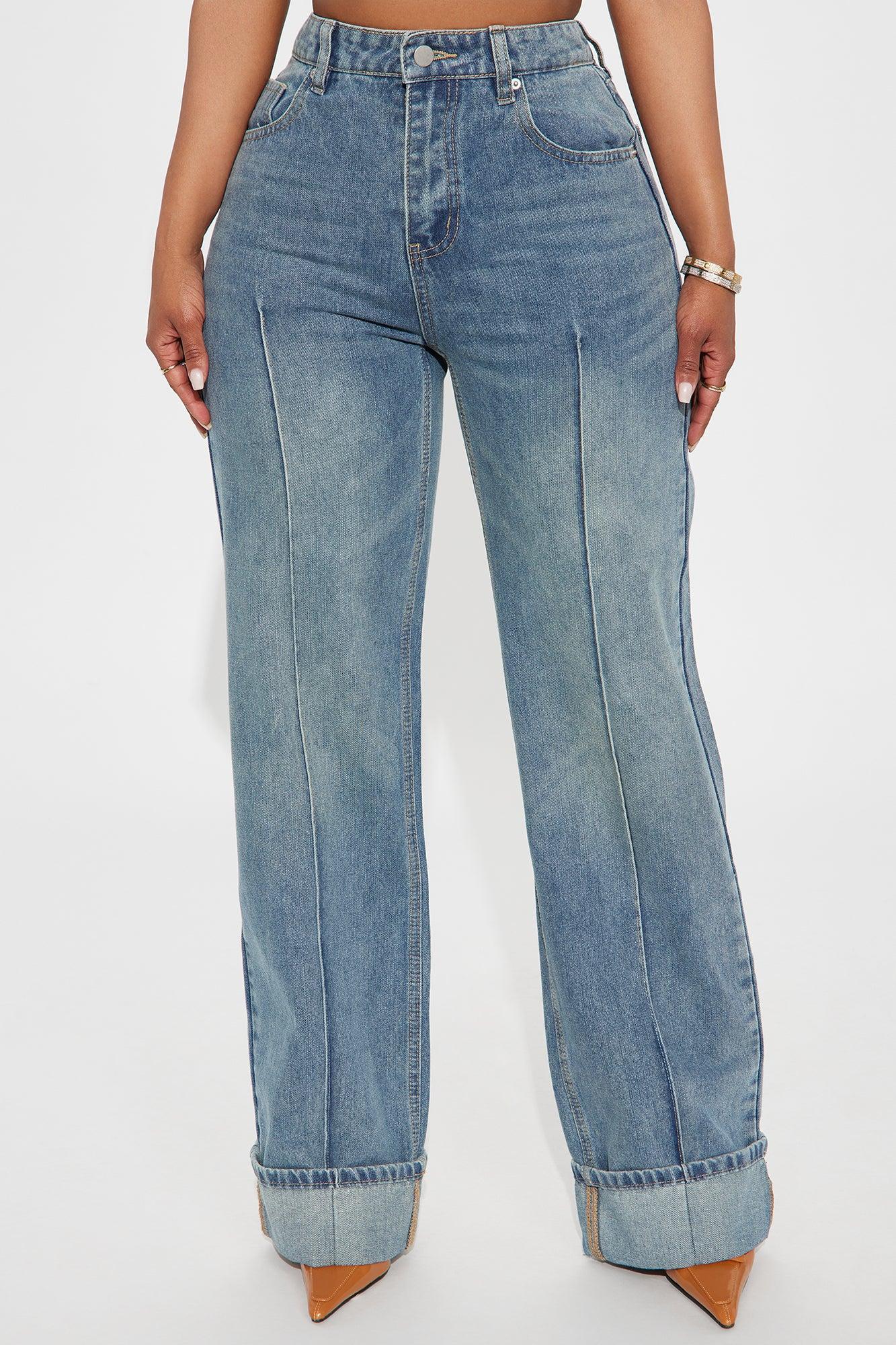 En Route Cuffed Wide Leg Jeans - Medium Wash Female Product Image