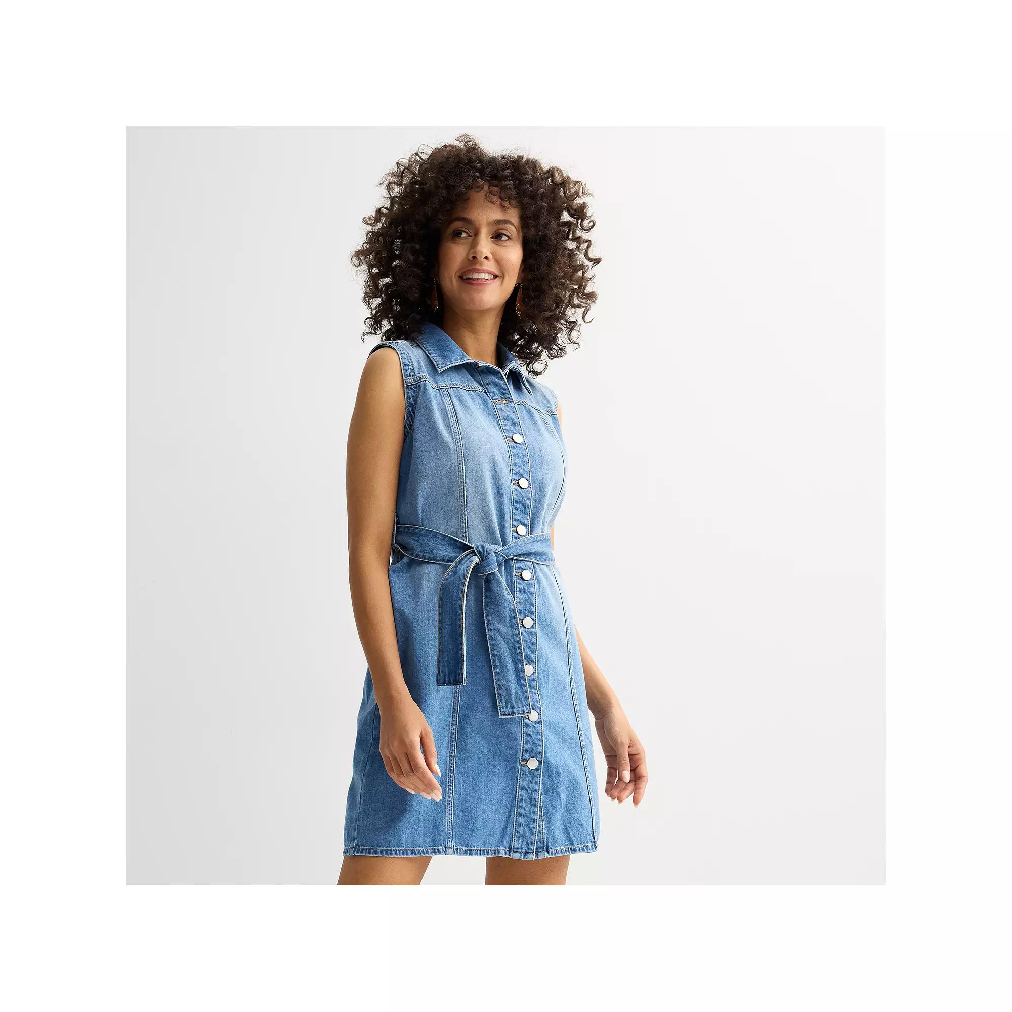 Women's Sonoma Goods For Life® Button-Front Sleeveless Denim Dress, Size: XL, Medium Light Blue Product Image