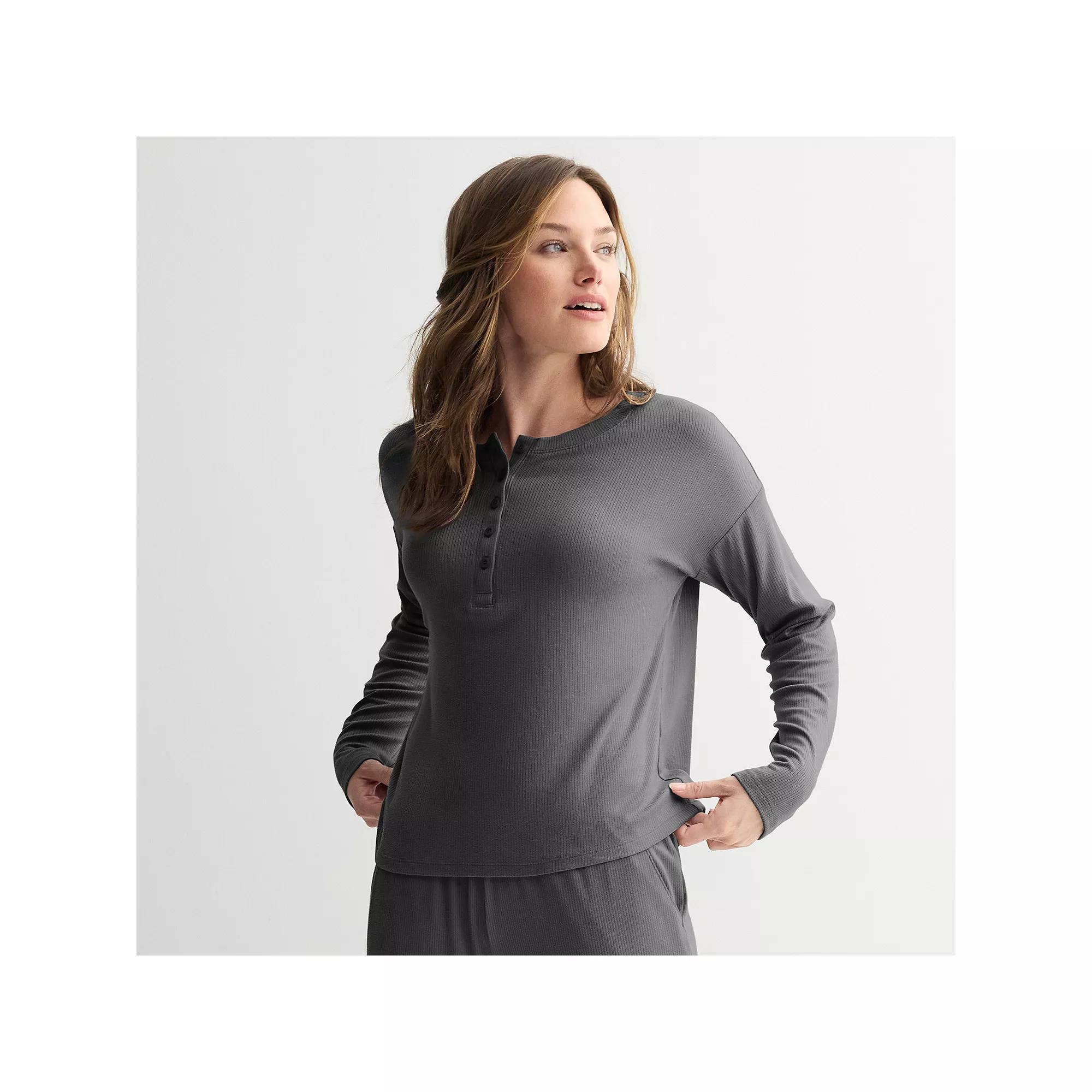 Women's Sonoma Goods For Life® Ribbed Long Sleeve Pajama Top,  Product Image