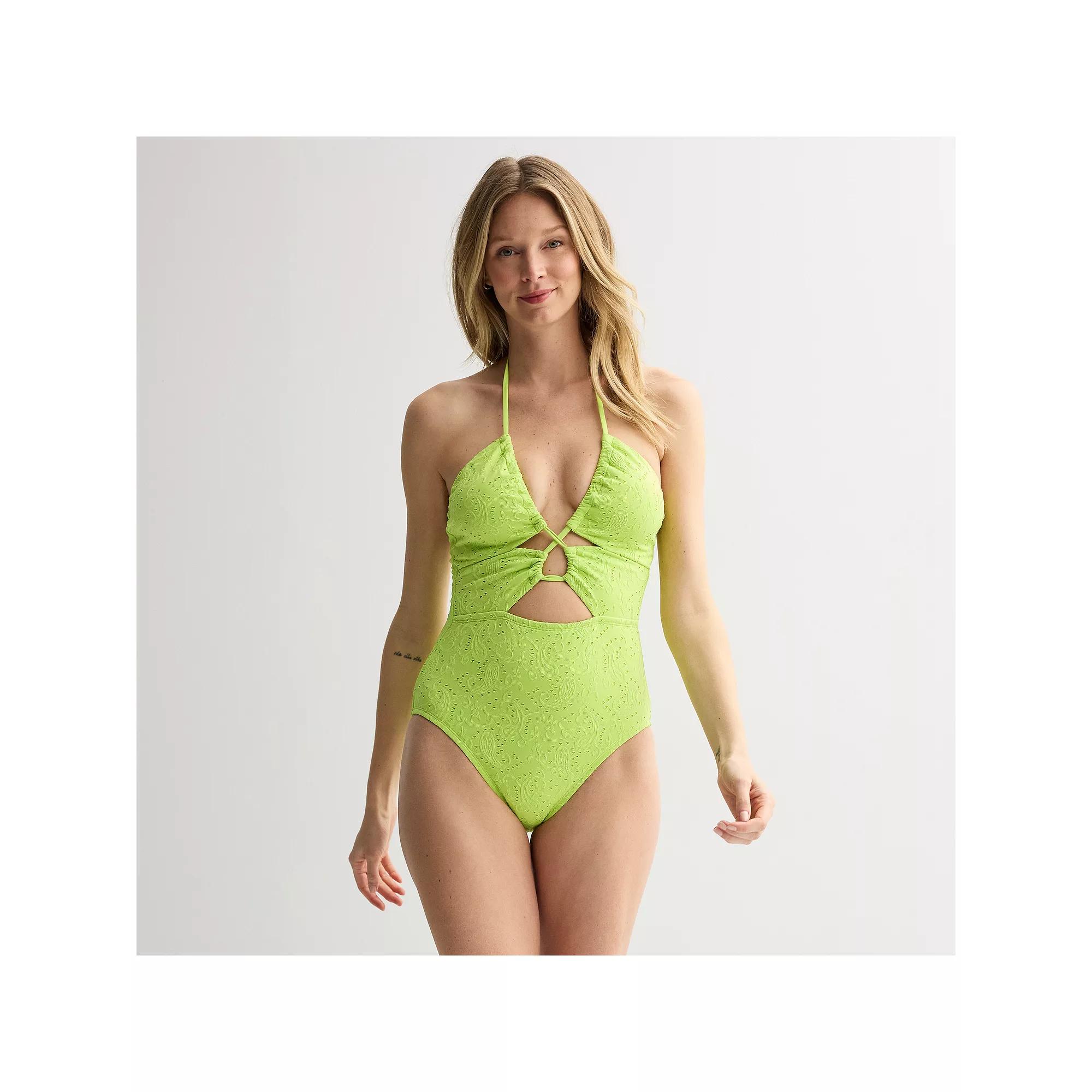 Women's Freshwater Keyhole Bandeau One-Piece Swimsuit,  Product Image