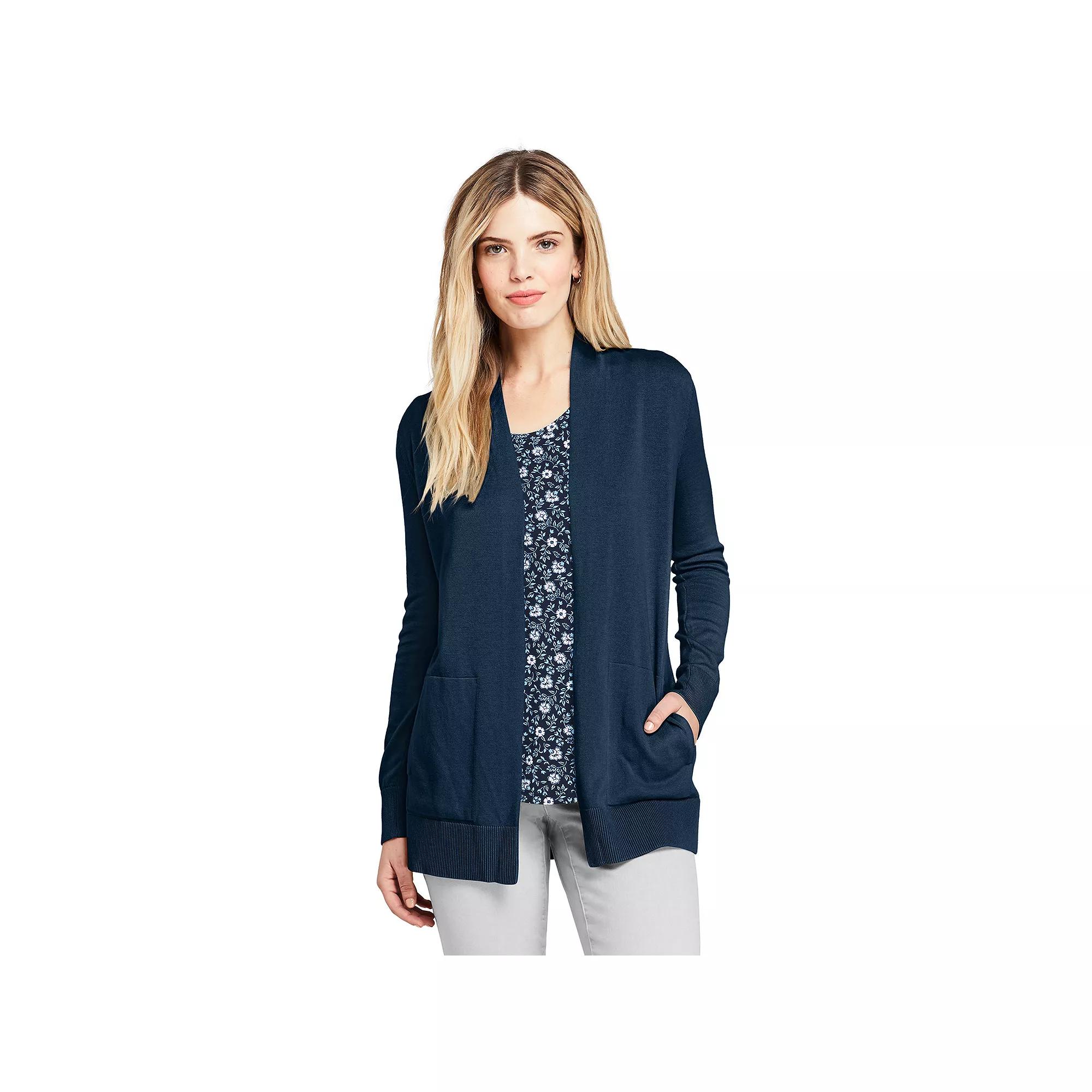 Women's Lands' End Open-Front Long Cardigan Sweater,  Product Image