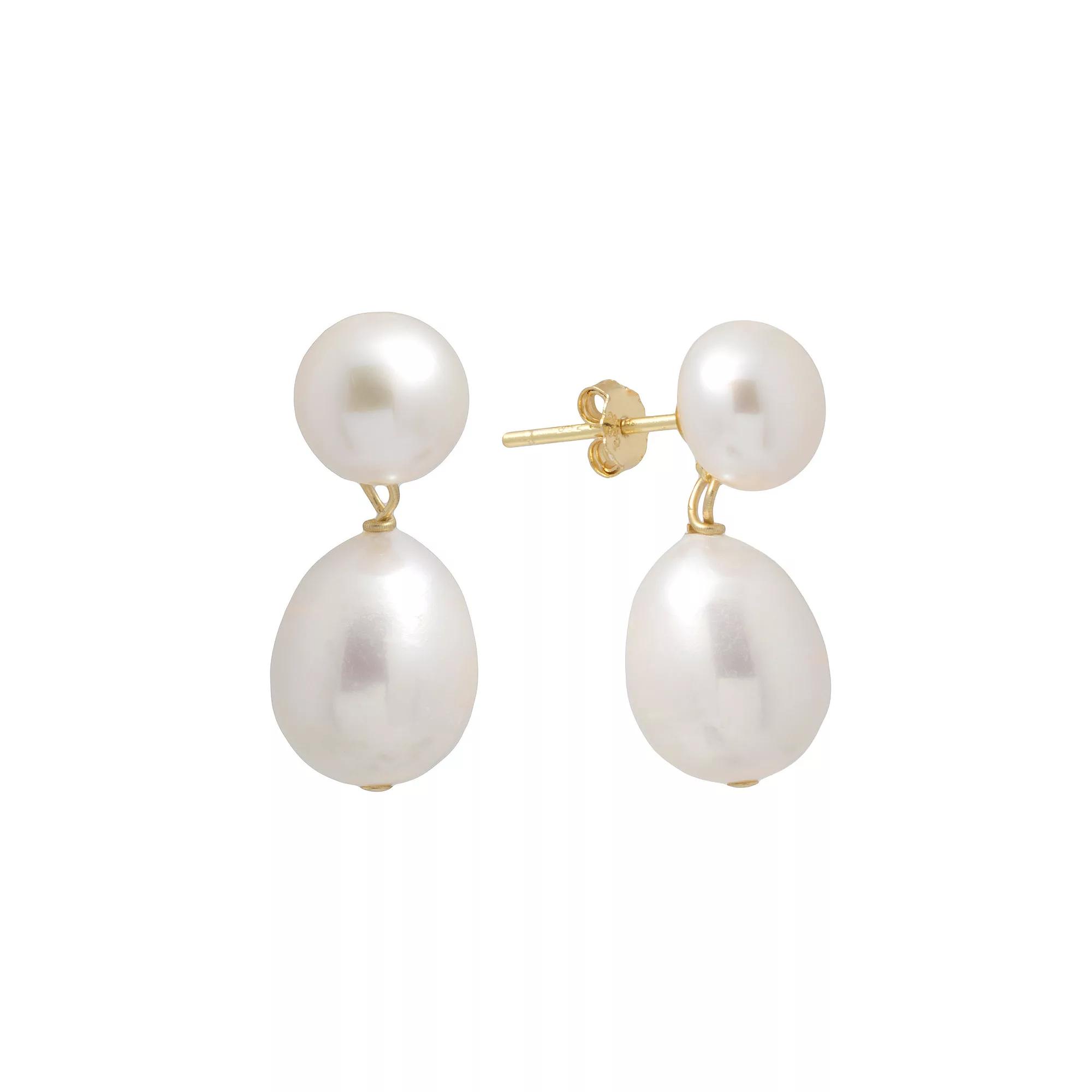 Main and Sterling 18k Gold Over Silver Cultured Freshwater Pearl Drop Earrings, Women's, Gold Tone Product Image
