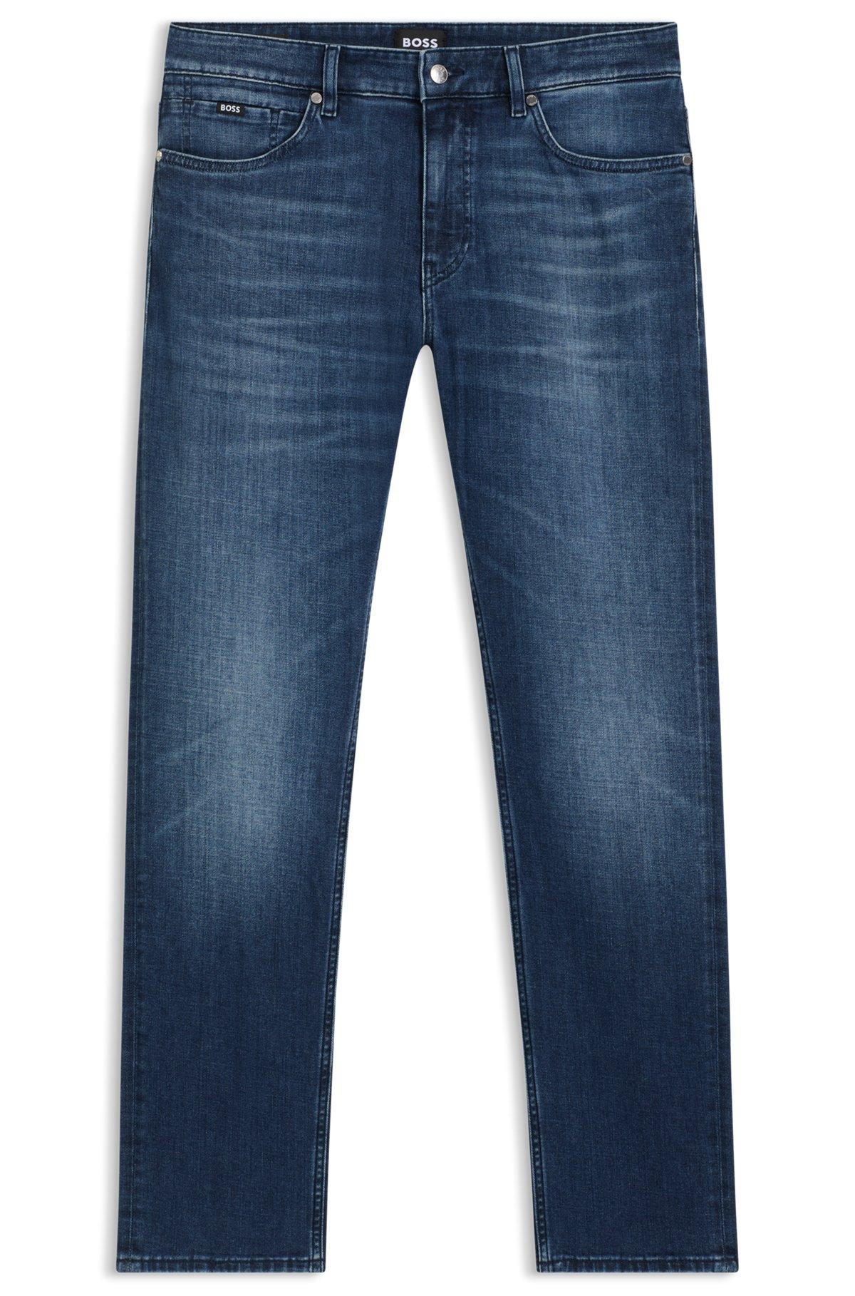 BOSS - Slim-fit jeans in rinse-washed comfort-stretch denim - Dark Blue Product Image
