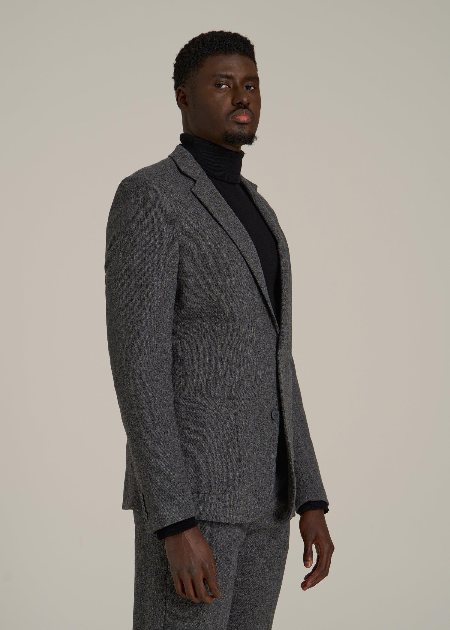Wool Blend Blazer for Tall Men in Anthracite Tweed Male Product Image