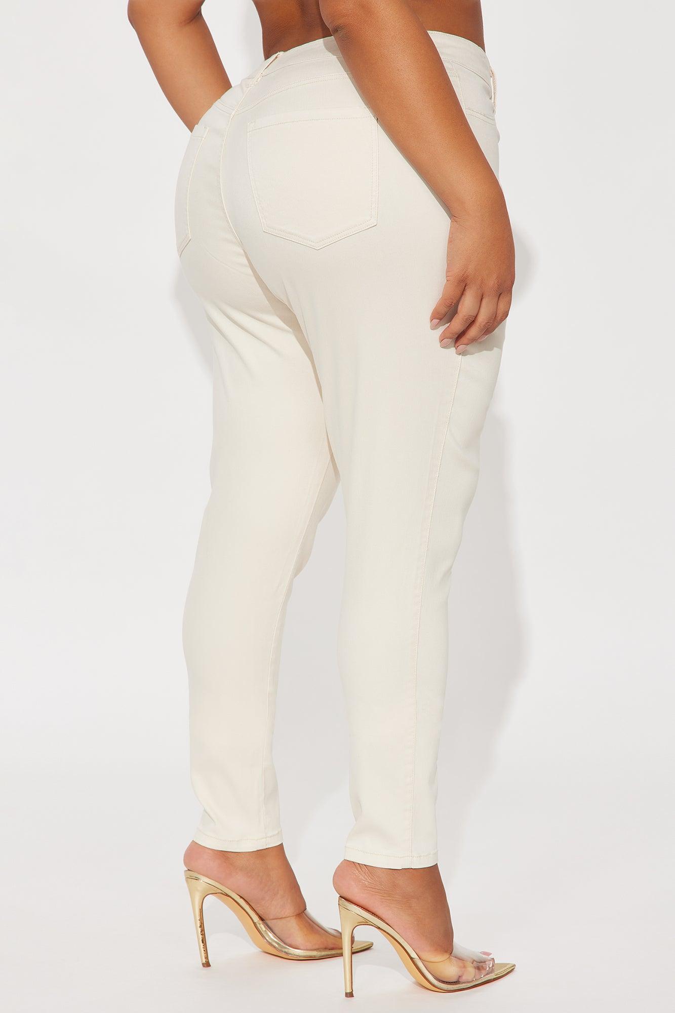 Classic Mid Waist Soft Stretch Skinny Jeans - Beige Female Product Image