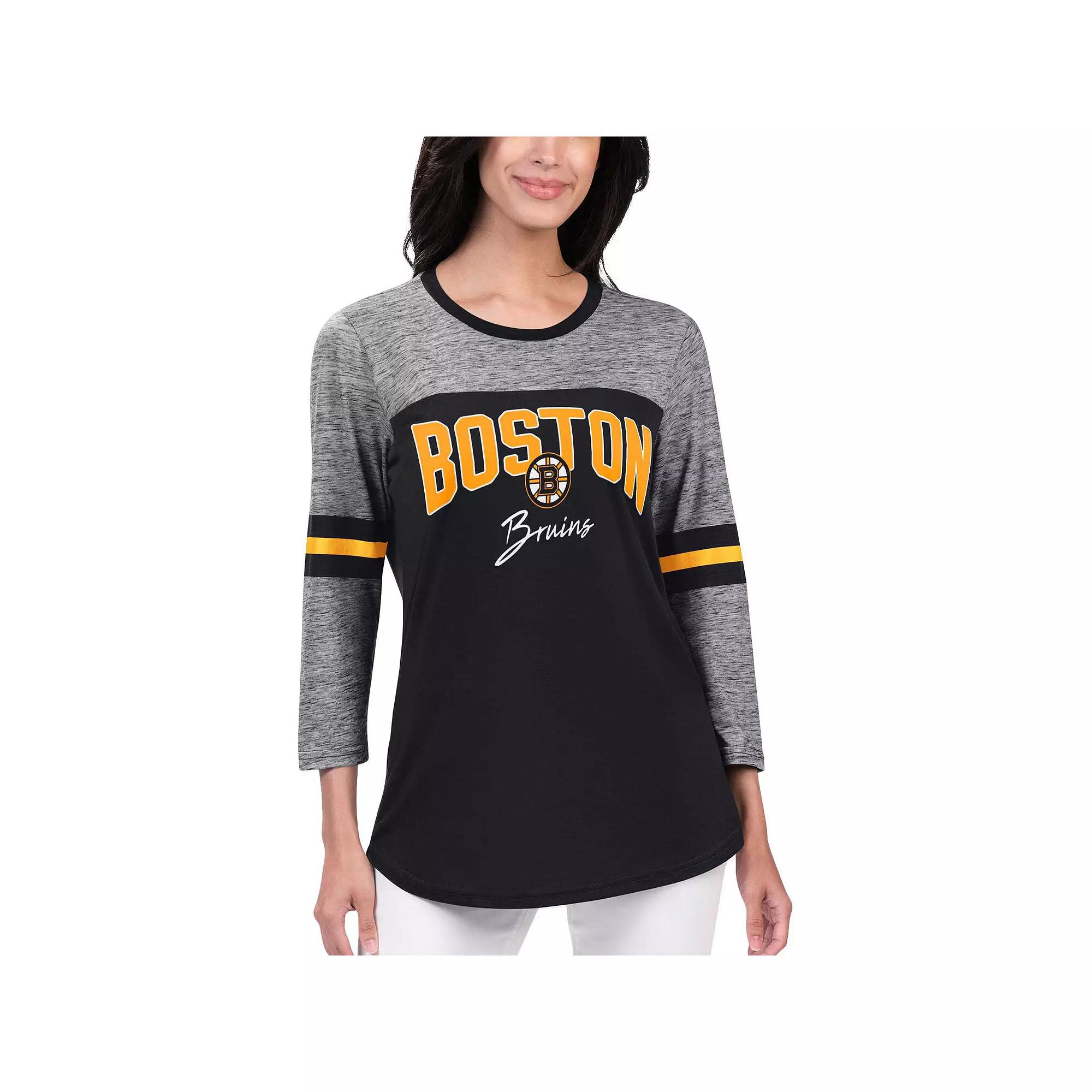 Women's G-III 4Her by Carl Banks Black Boston Bruins Play The Game 3/4-Sleeve T-Shirt,  Product Image