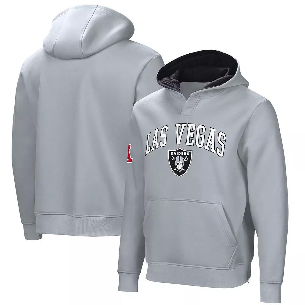 Men's Silver Las Vegas Raiders Linebacker Adaptive Pullover Hoodie,  Product Image