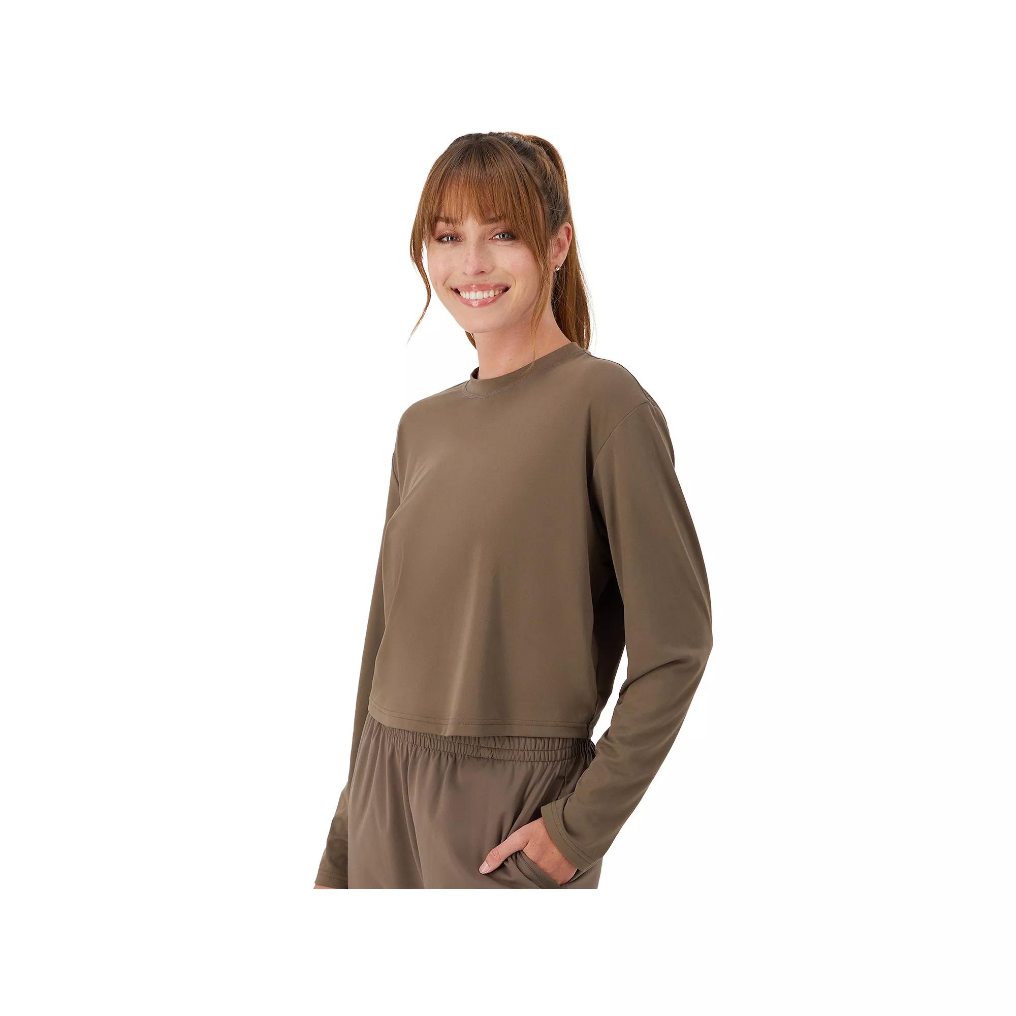 Women's Hanes Moves™ Cropped Long Sleeve Top, Size: Large, Rustic Grey Product Image