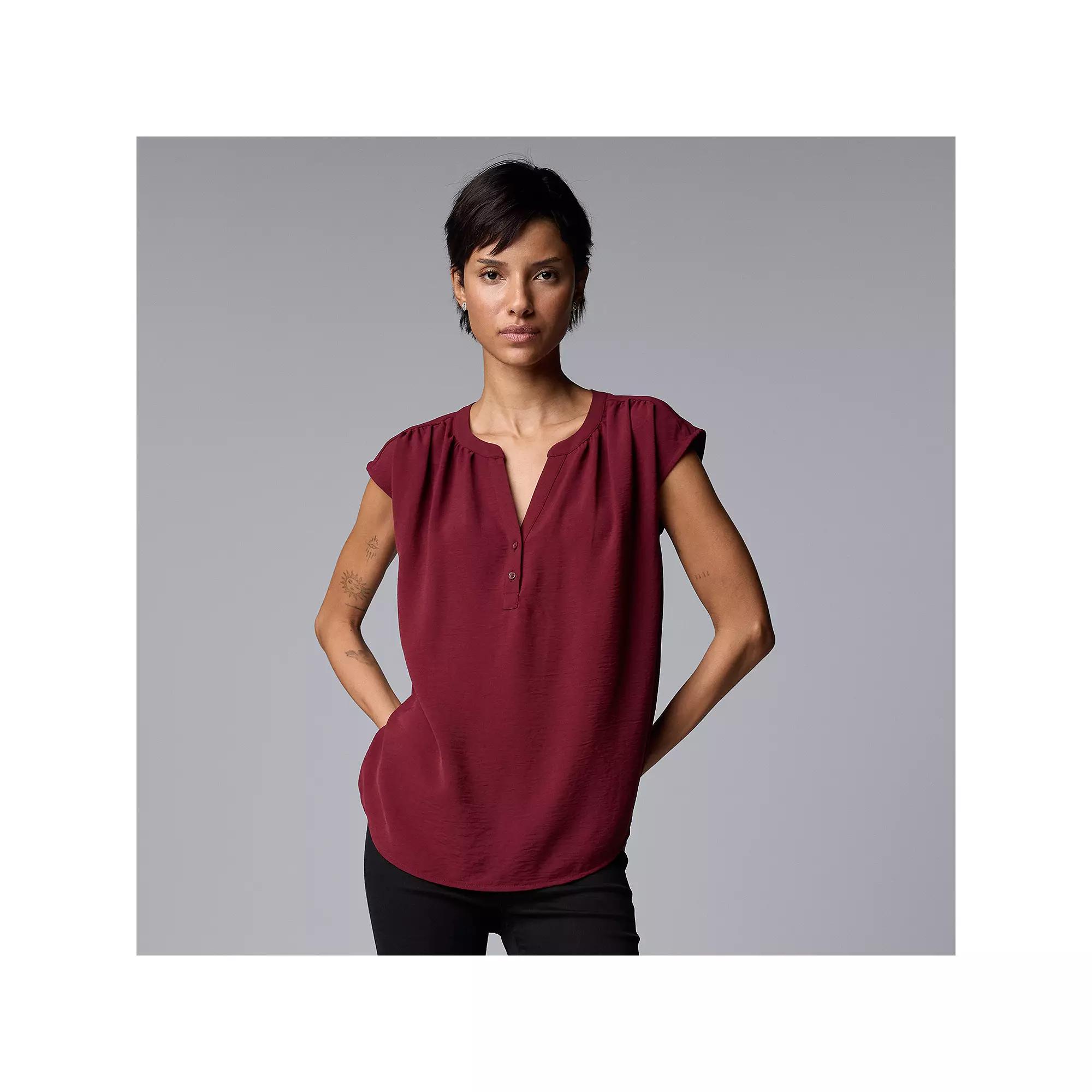 Women's Simply Vera Vera Wang Dolman Popover Top, Size: Large, Aged Red Product Image