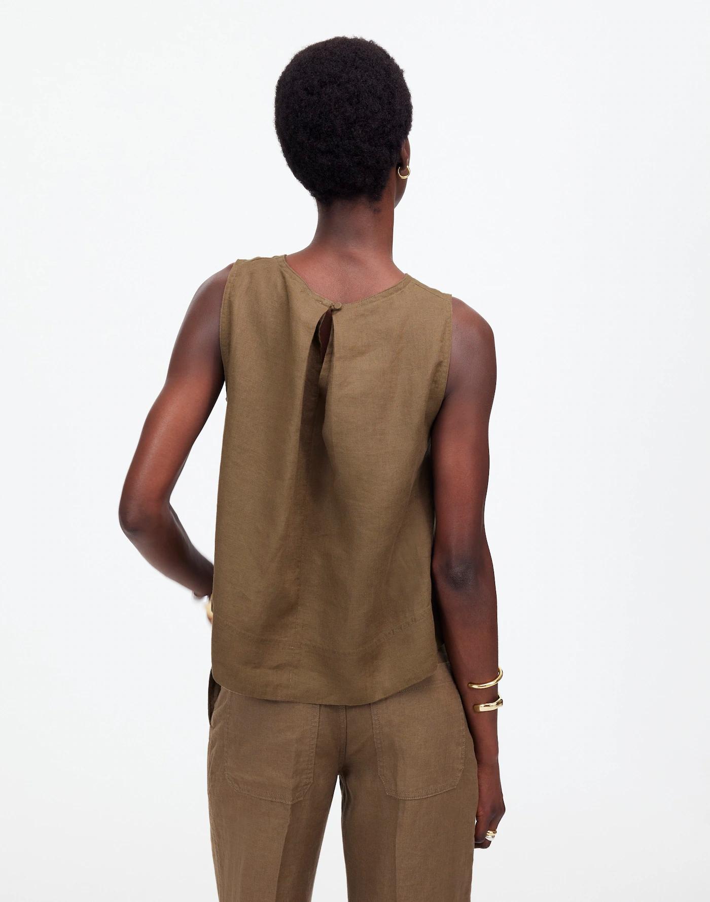 Linen Pleated Shell Top Product Image