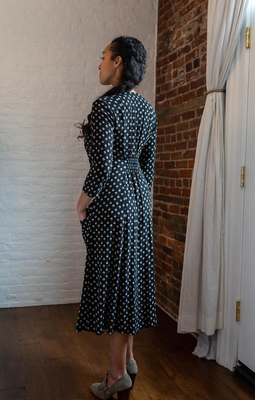 Fiona Dress in Black Floral Crepe Product Image