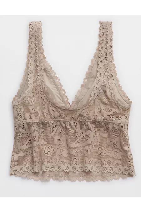 Show Off Paisley Lace Padded Plunge Tank Top Women's Product Image