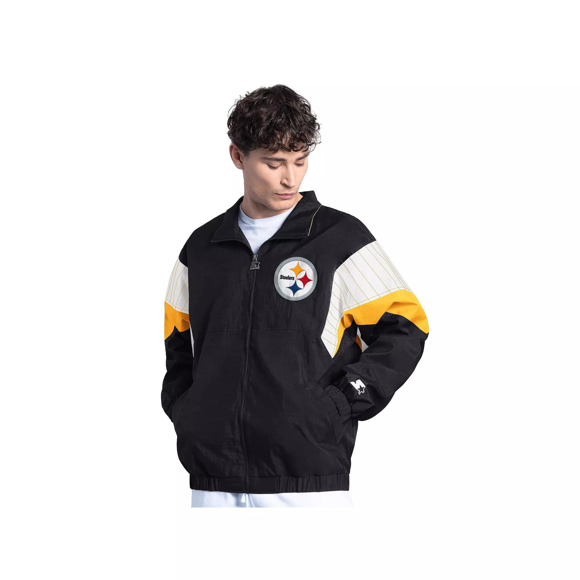 Men's Starter Black Pittsburgh Steelers Yard Line Full-Zip Jacket, Size: Small Product Image