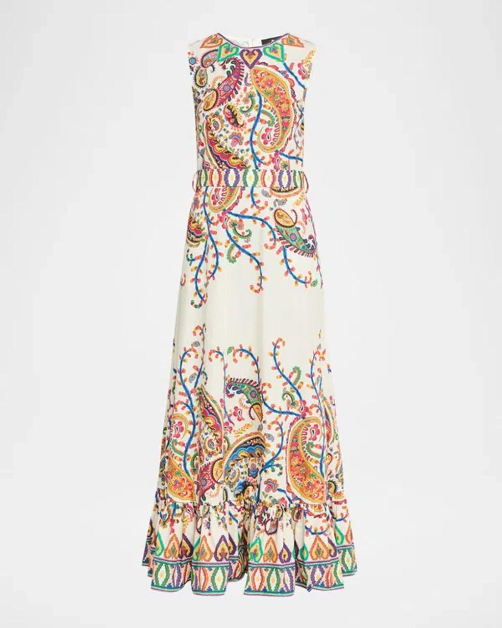 ETRO Paisley-print Sleeveless Belted Maxi A-line Dress In Multi Product Image