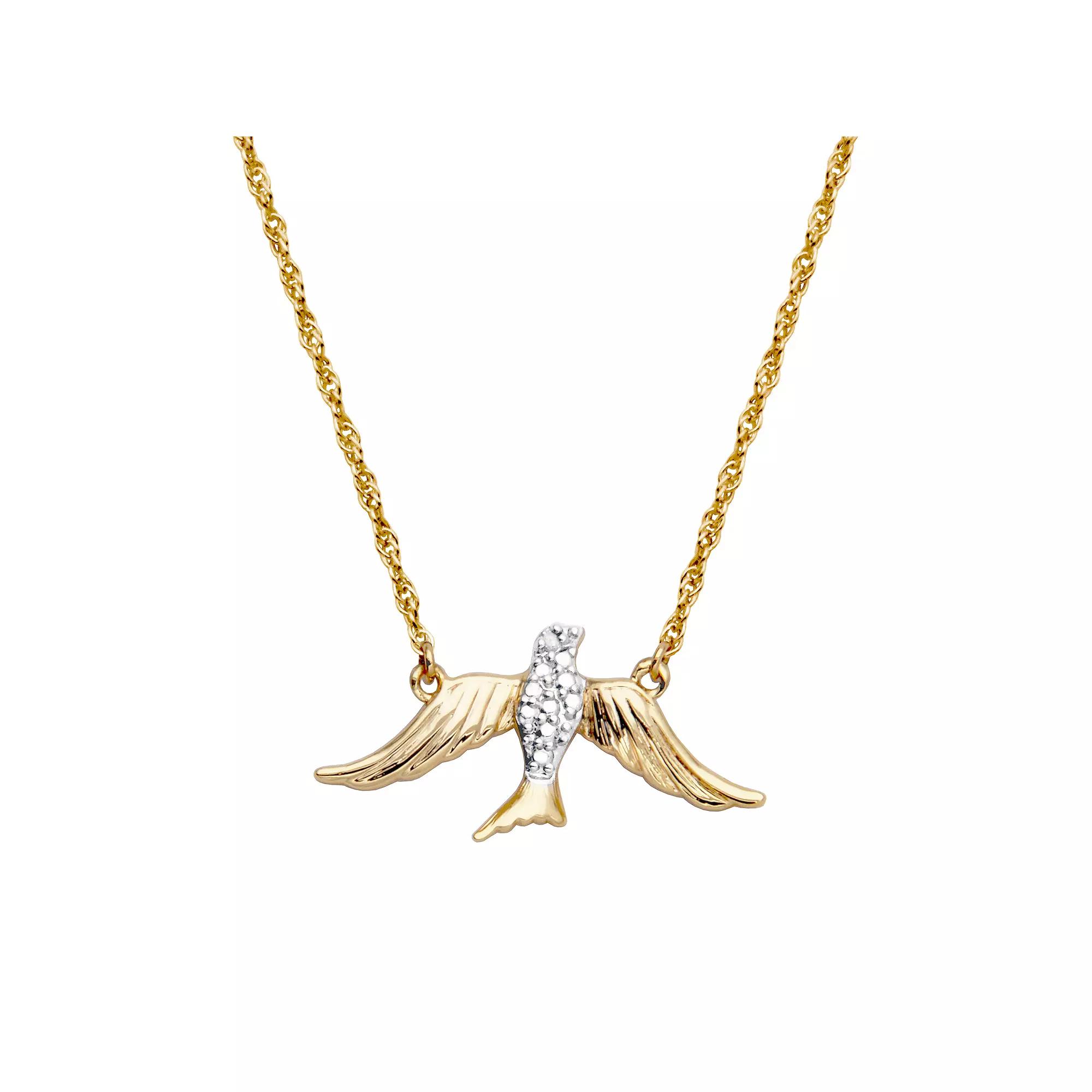 Sarafina Gold-Tone Diamond-Accent Dove Necklace, Women's, Size: 18", Gold Tone White Product Image