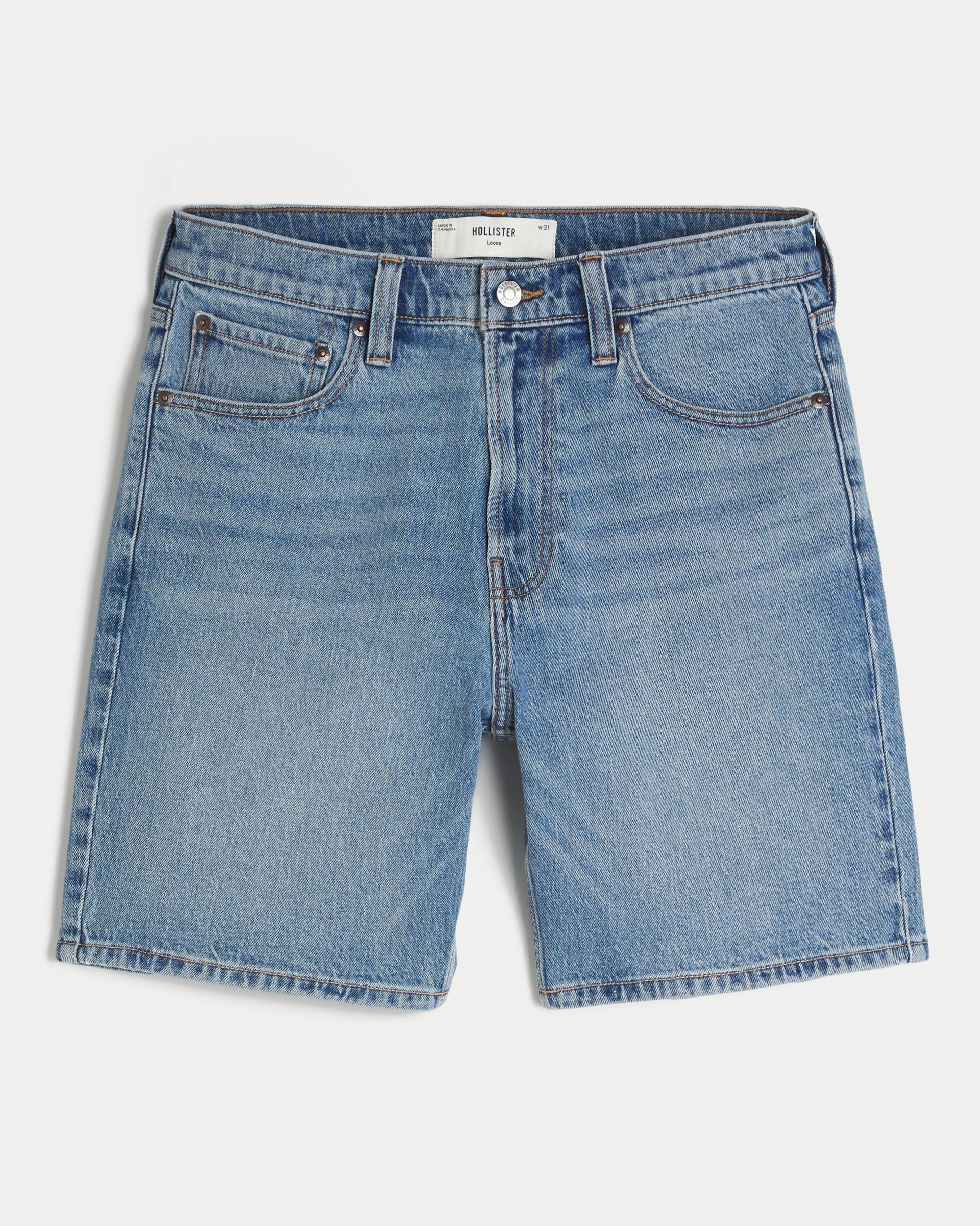 Above-the-Knee Loose Denim Shorts Product Image