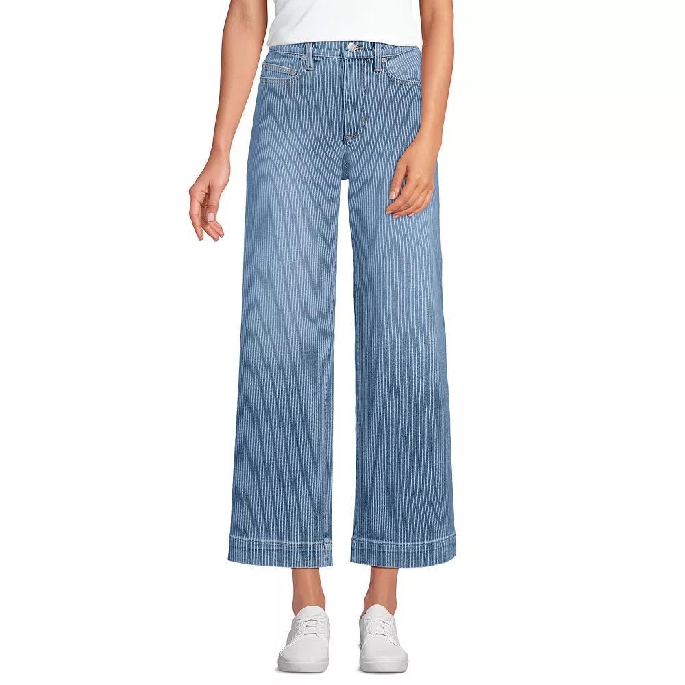 Women's Lands' End Recover Denim High Rise Wide Leg Crop Jeans,  Product Image