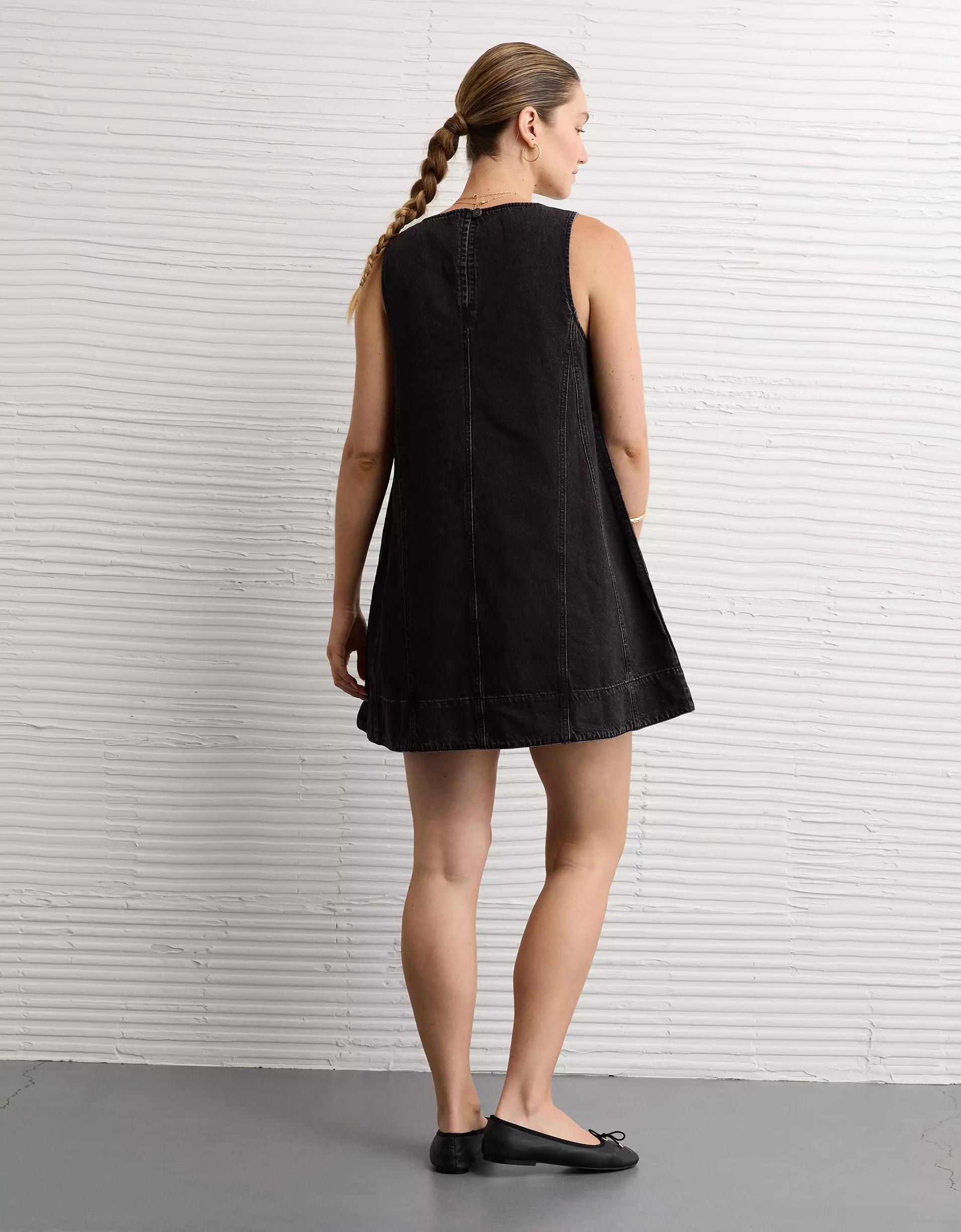 AE High Neck Denim Shift Dress Product Image