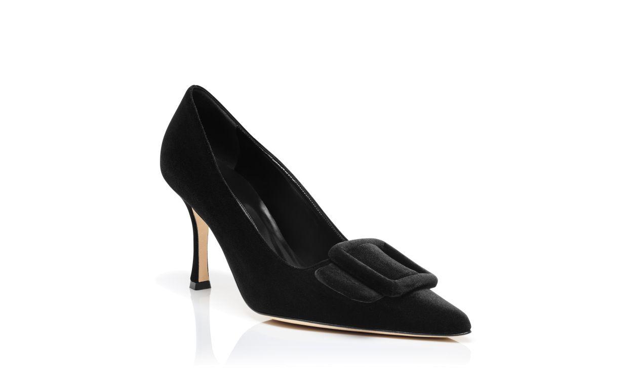 MAYSALEPUMP 90 Black Velvet Buckle Detail Pumps Product Image