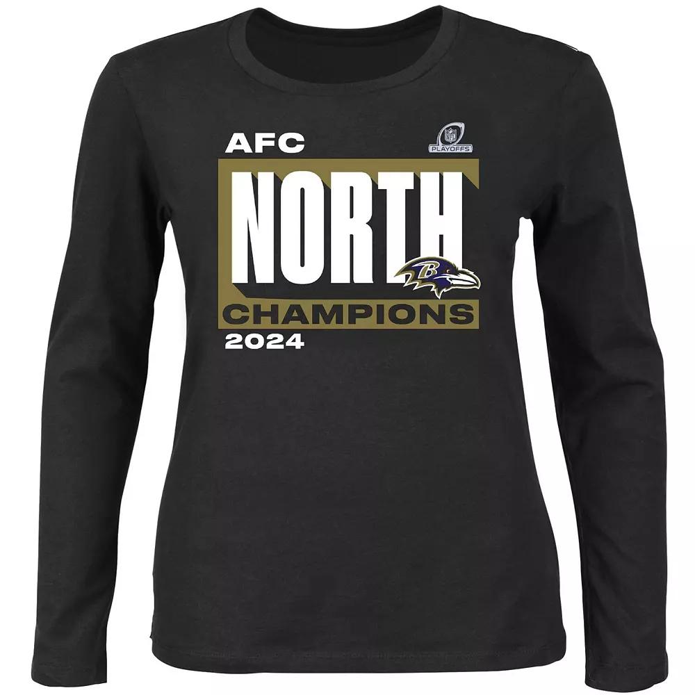 Women's Fanatics Black Baltimore Ravens 2024 AFC North Division Champions Plus Size Conquer Scoop Neck Long Sleeve T-Shirt, Size: 3XL Product Image