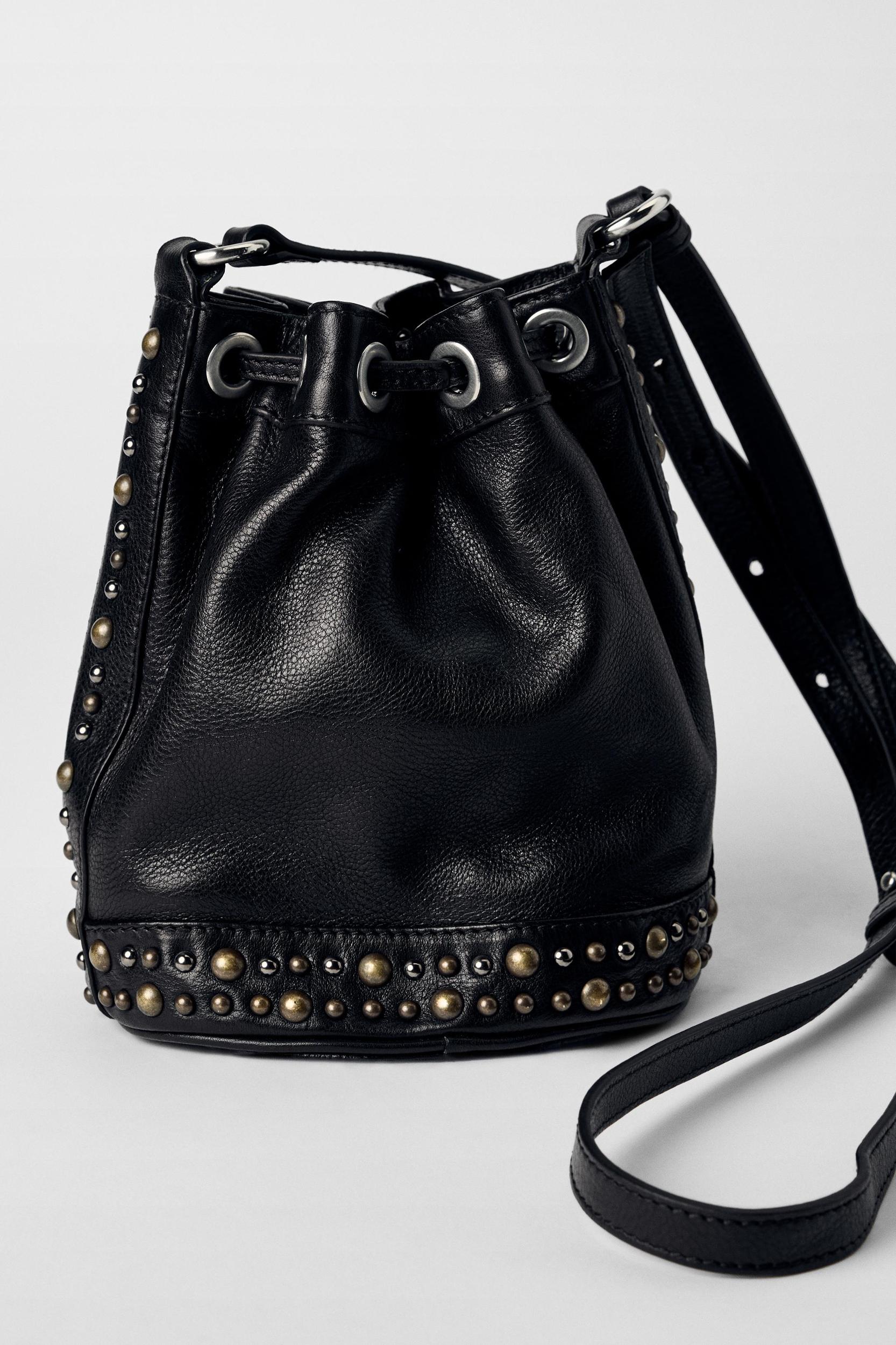 STUDDED RUCHED LEATHER BUCKET BAG KATE MOSS X ZARA Product Image