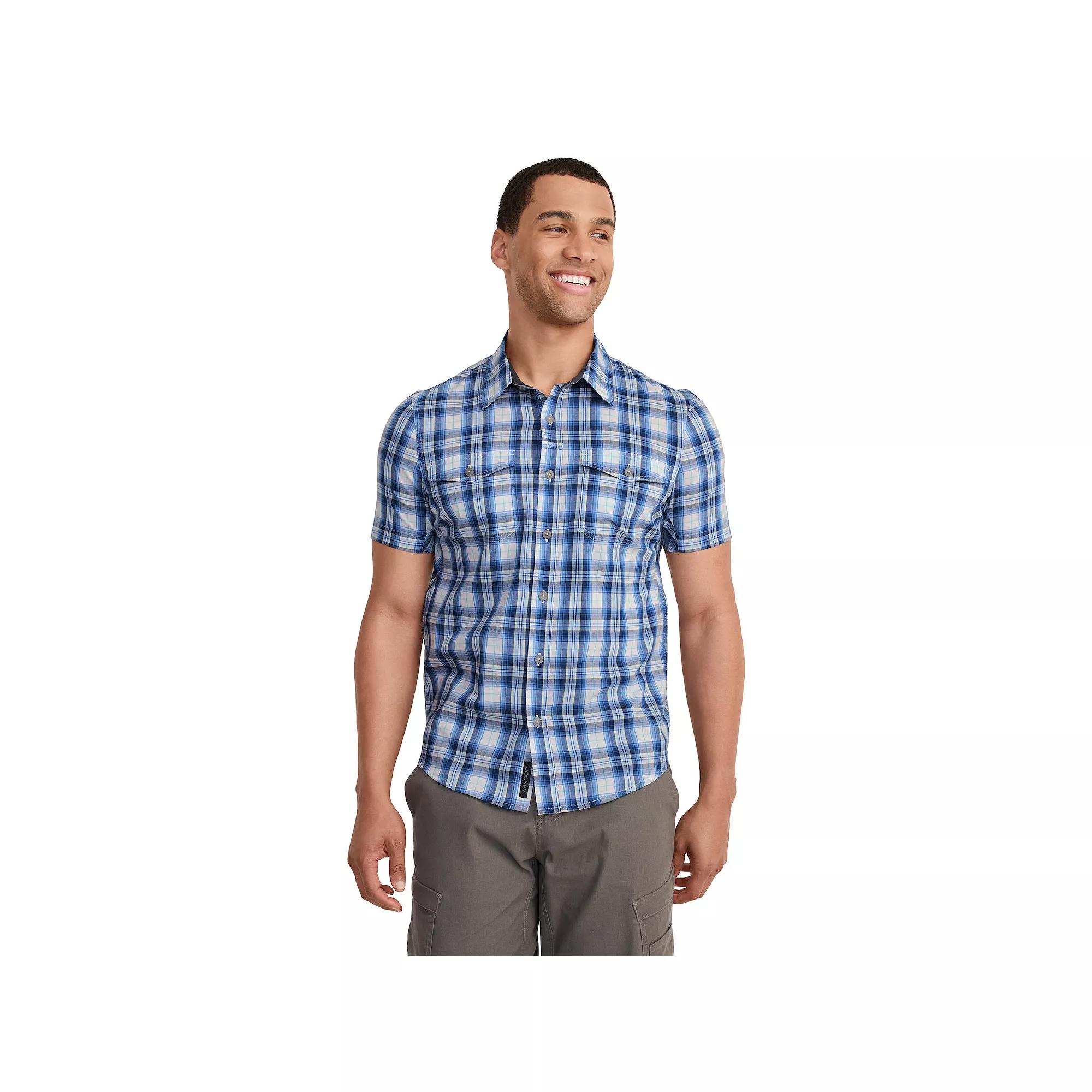 Men's Jockey Outdoors™ by Luke Bryan Short Sleeve Utility Shirt, Size: Large, Plaid Marina Product Image