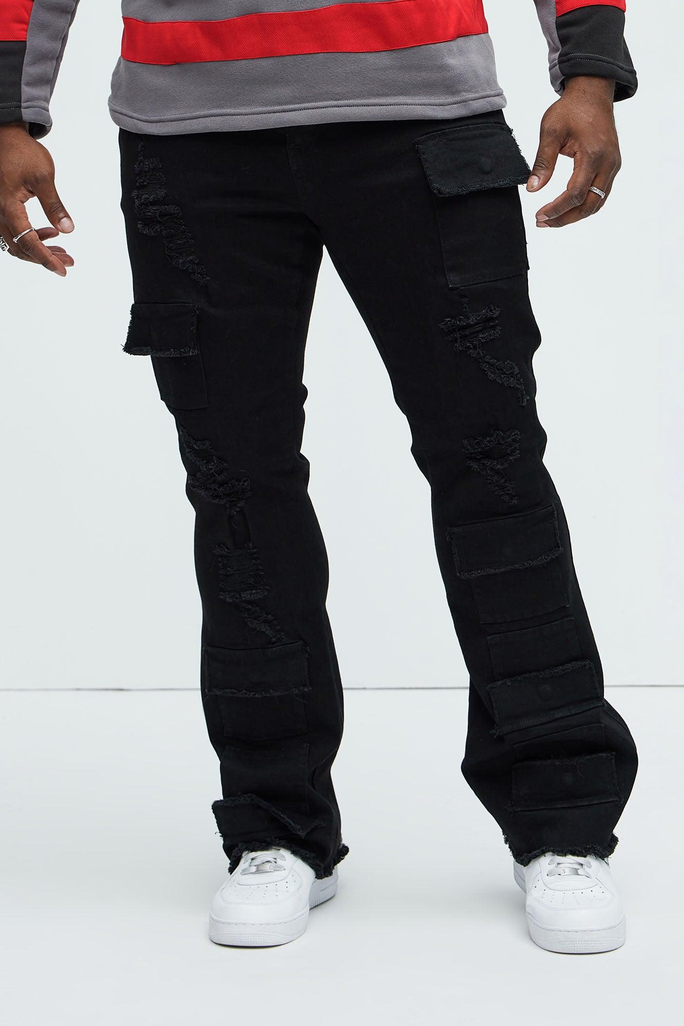 Spot On Stacked Skinny Flare Jeans - Black Product Image