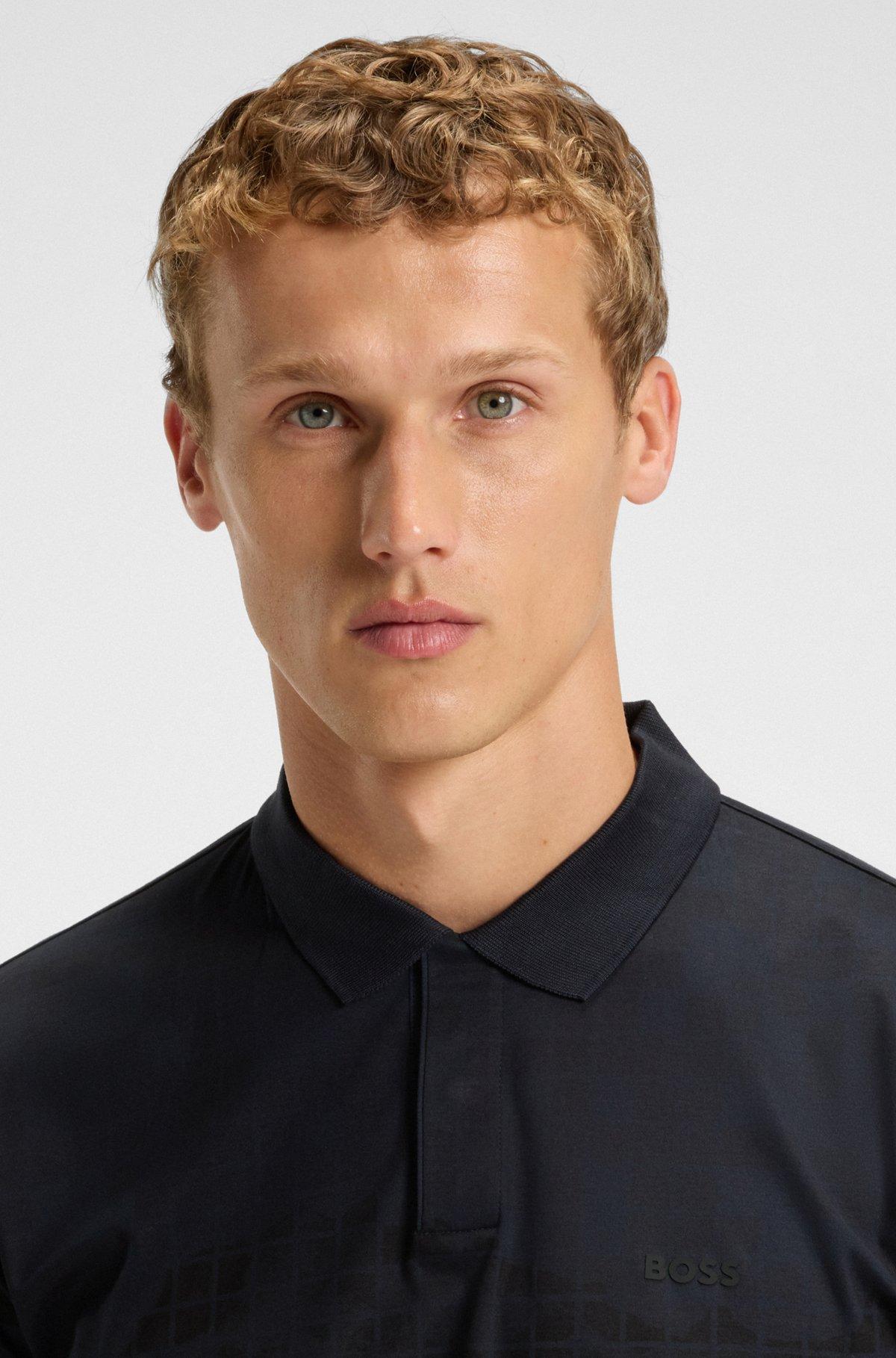 Zip-placket polo shirt in a cotton blend Product Image