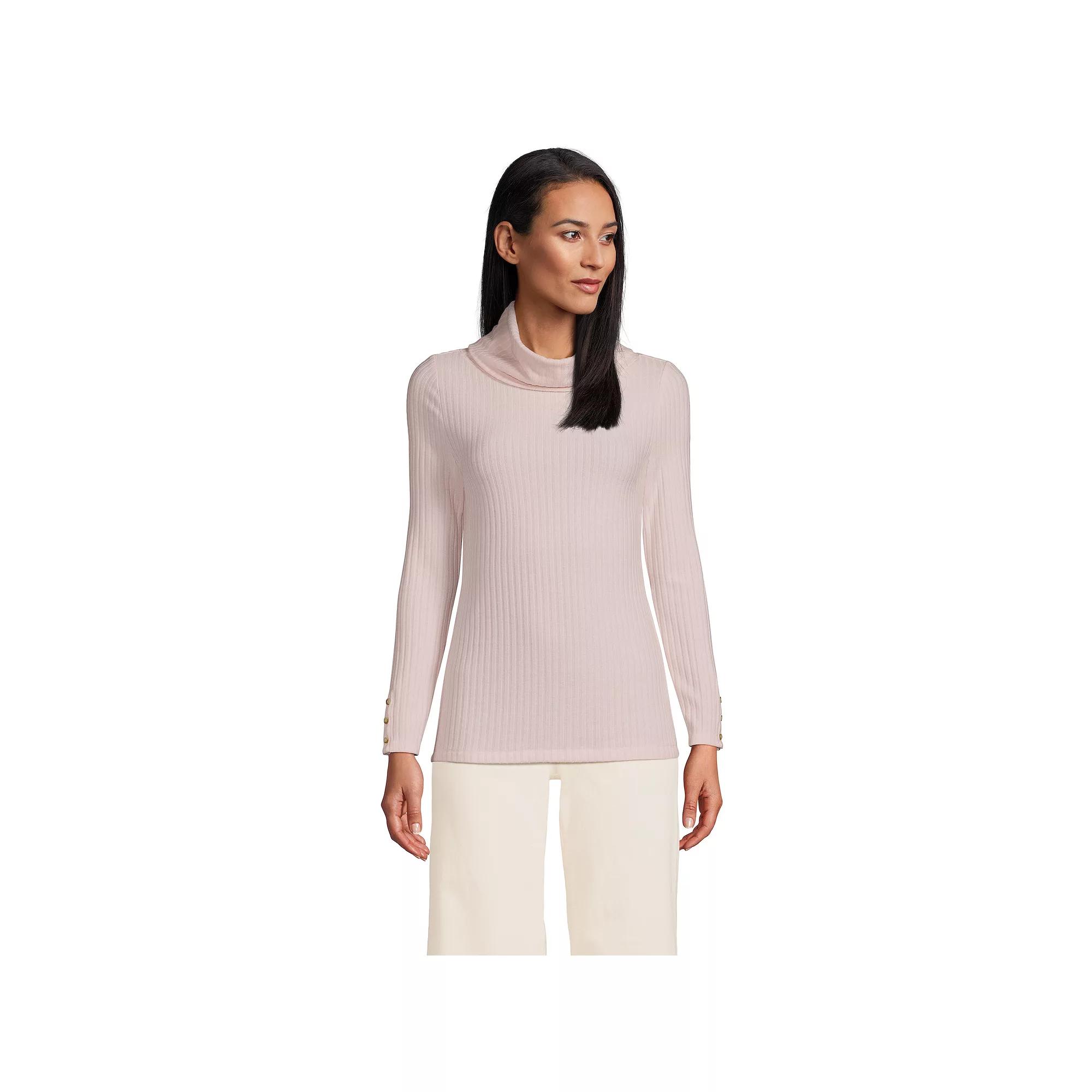 Women's Lands' End Long-Sleeve Wide Rib Turtleneck,  Product Image