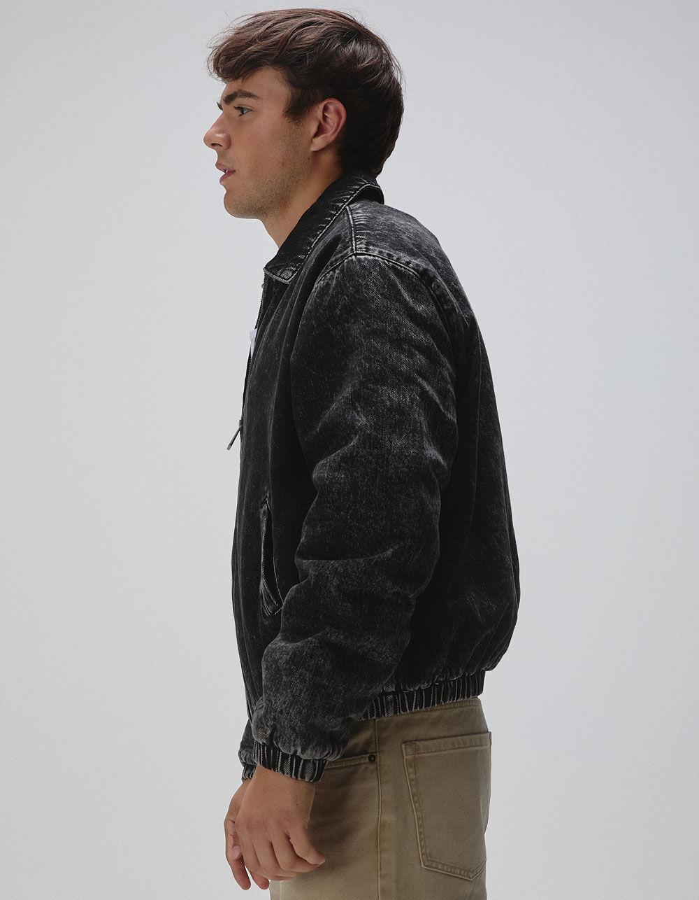 RSQ Mens Washed Cropped Denim Jacket - BLACK Product Image